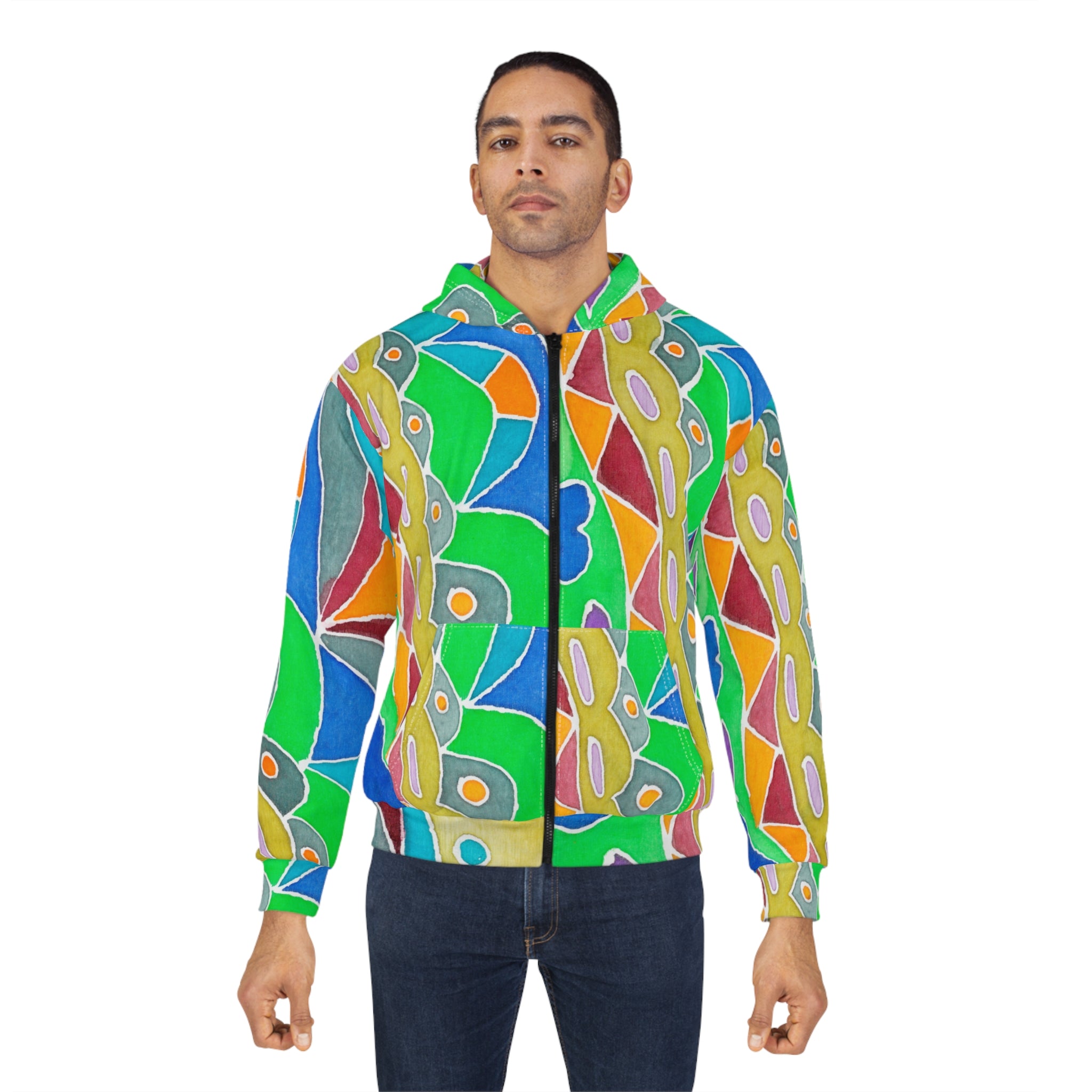 Colorful Unisex Zip Hoodie, Artistic AOP Zip-Up, Cozy Layer for Every Season, Perfect Gift for Art Lovers, Stylish & Comfortable