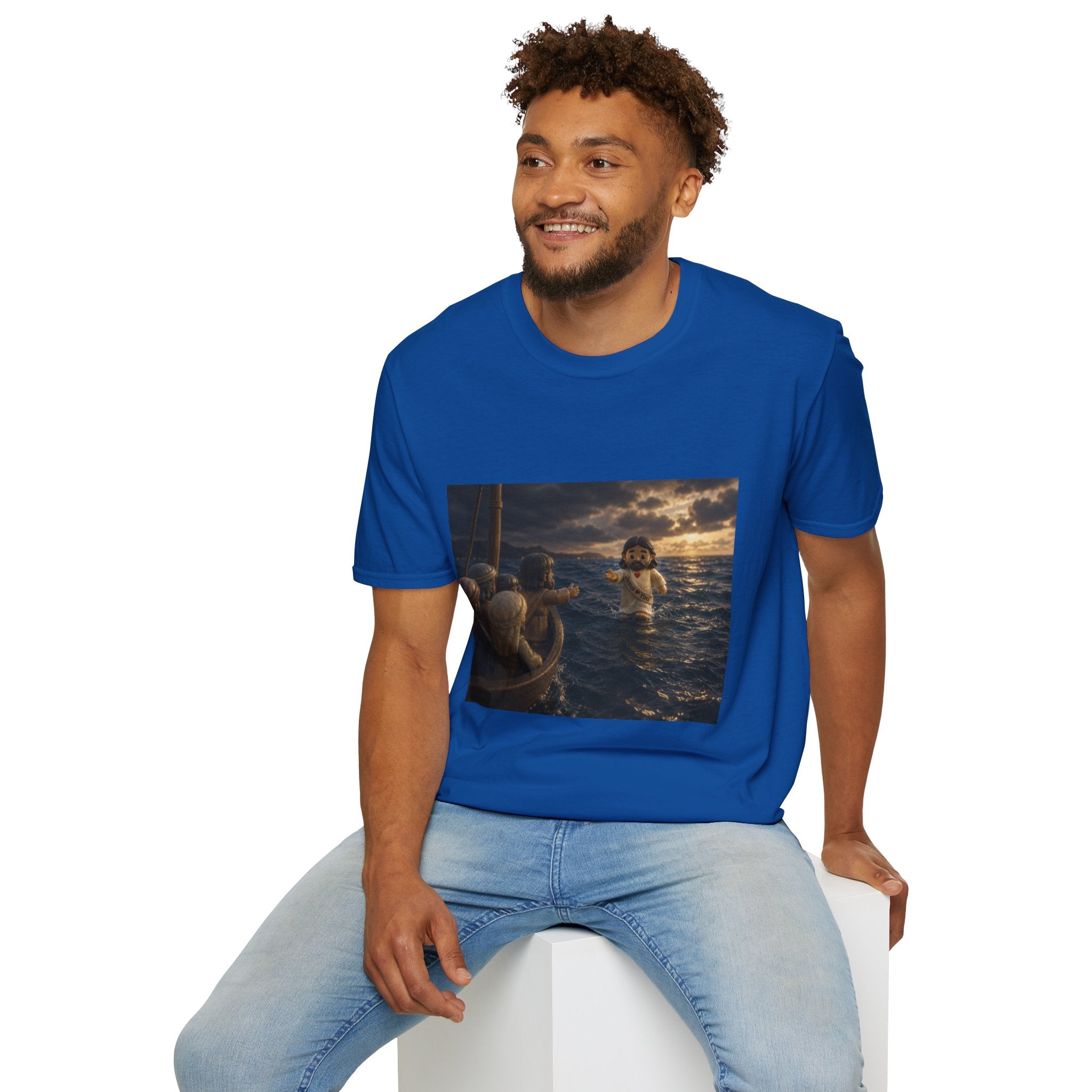 Tiny Jesus Walking on Water T-Shirt — Inspirational Biblical Faith Tee