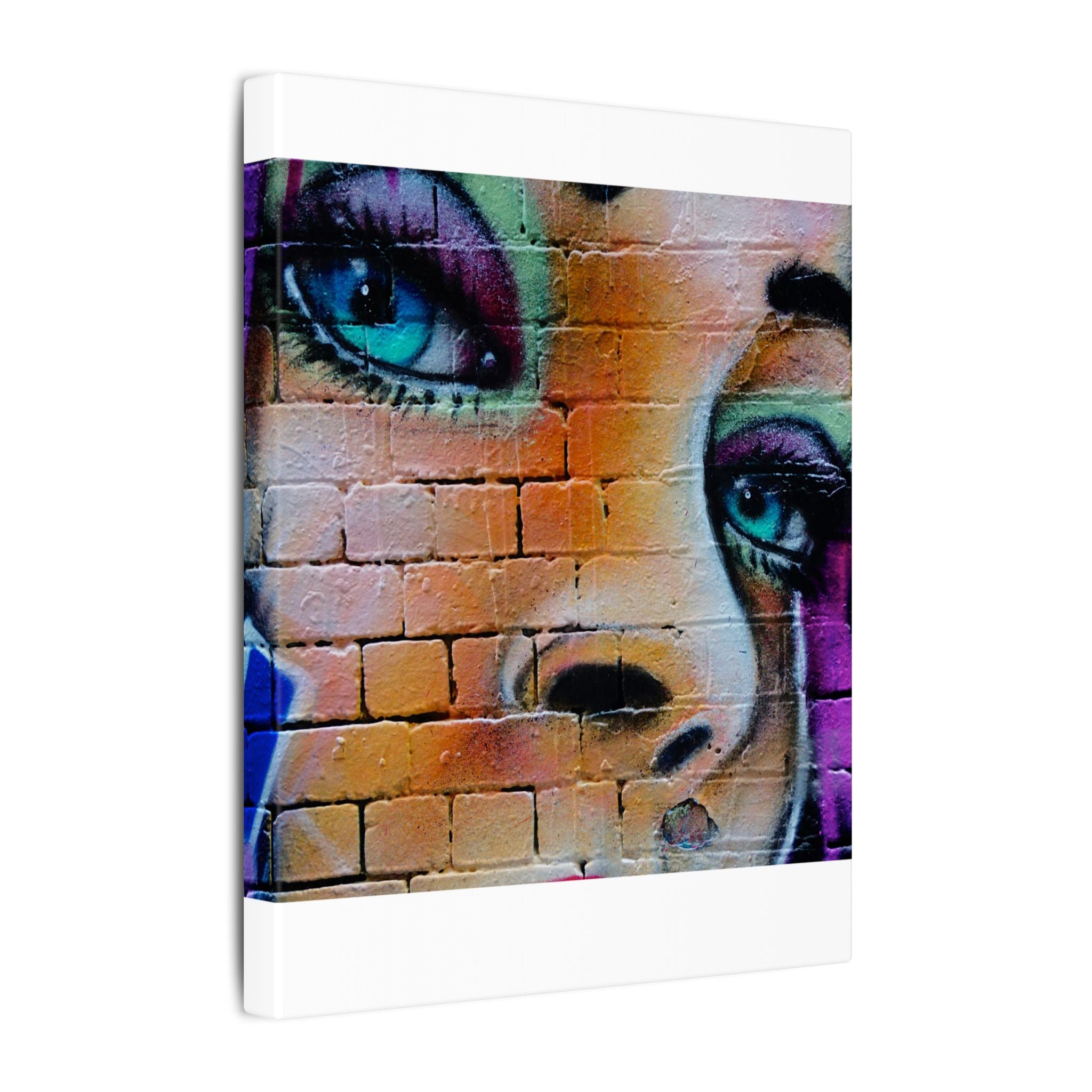 Graffiti Face Matte Canvas Print — Urban Street Art Portrait Wall Decor