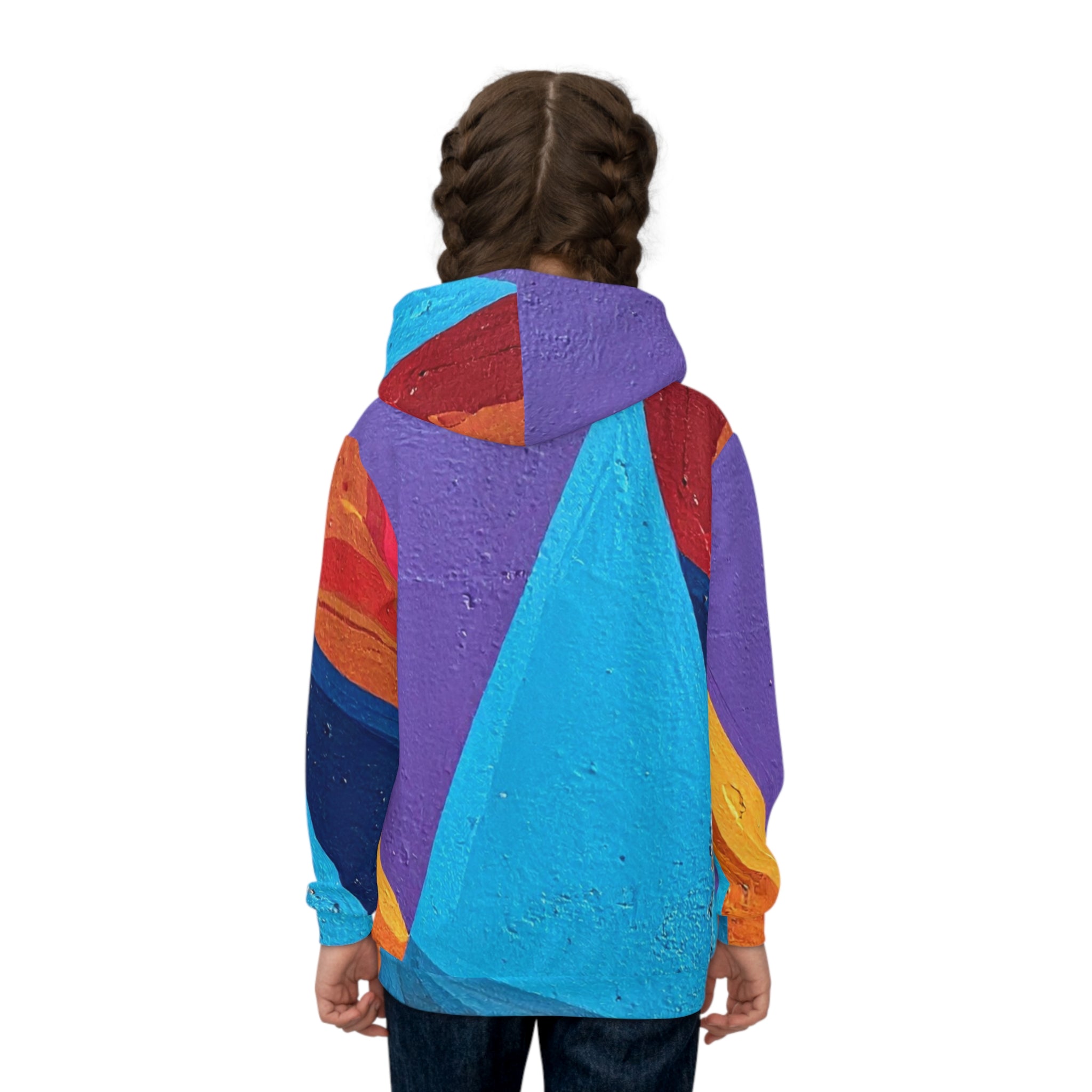 Vibrant Children's Hoodie, Colorful Kids Sweatshirt, AOP Hooded Top for Playdates, Festivals, Fall Fashion, Gift for Young Ones
