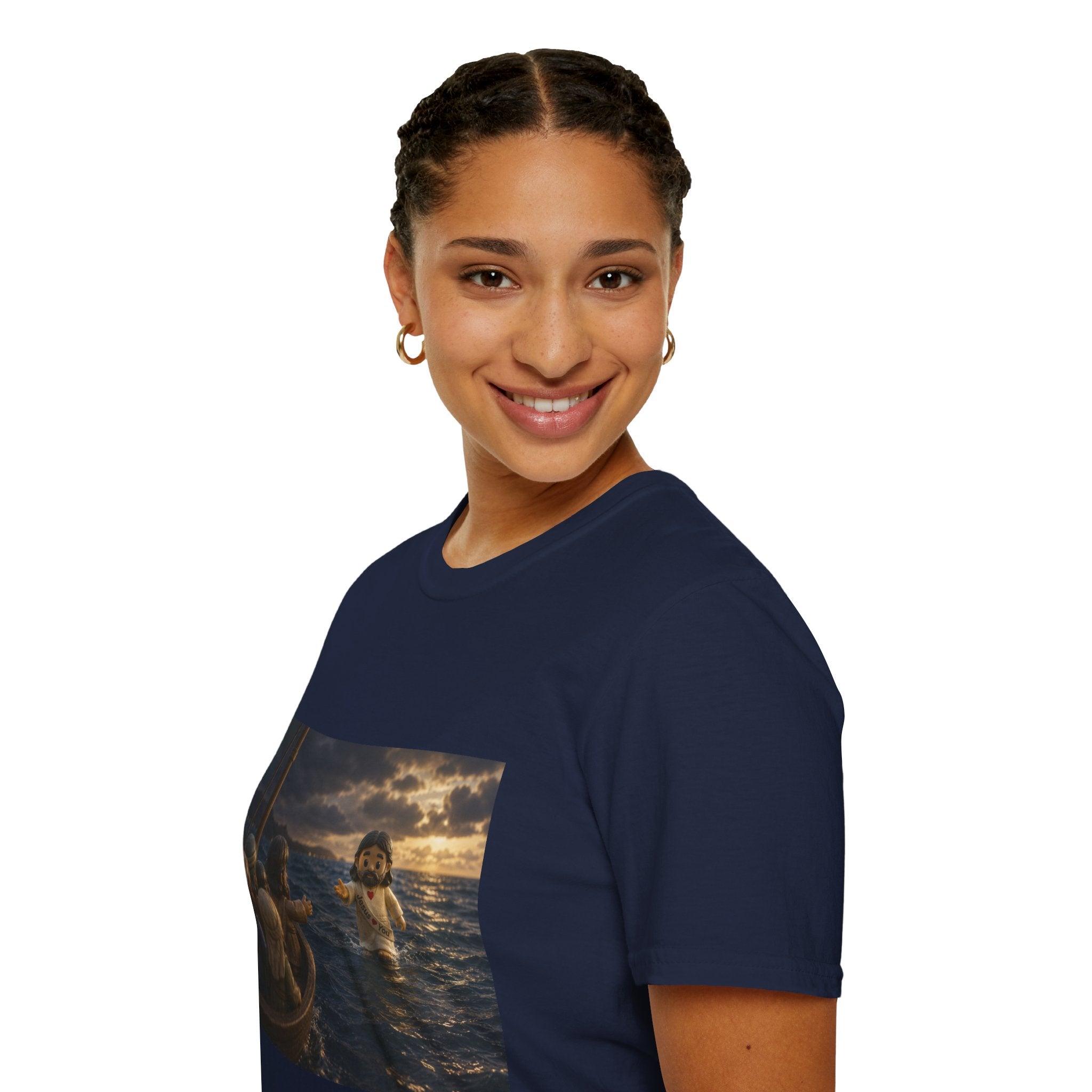 Tiny Jesus Walking on Water T-Shirt — Inspirational Biblical Faith Tee