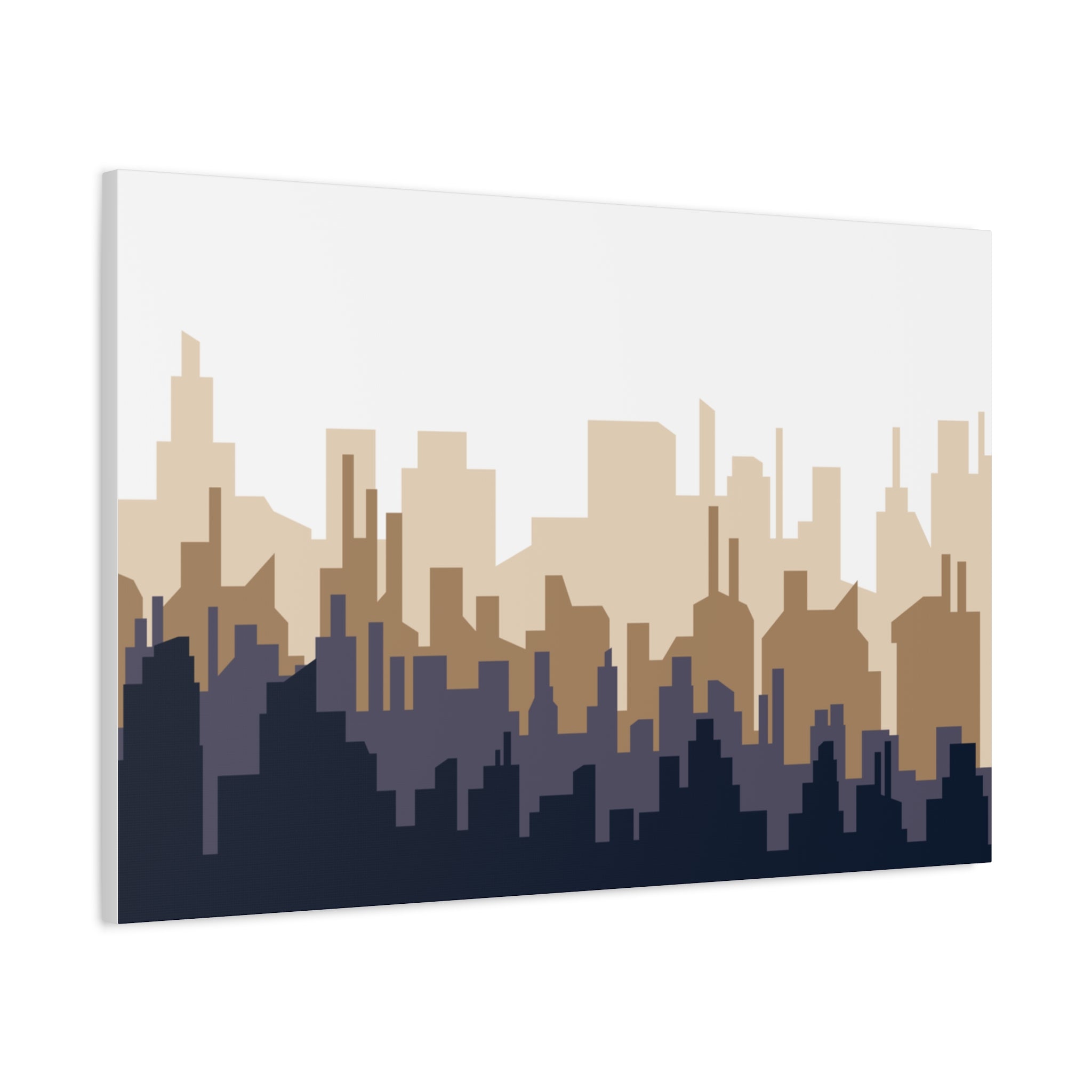 Neutral City Skyline Matte Canvas Wall Art — Minimalist Urban Home Decor