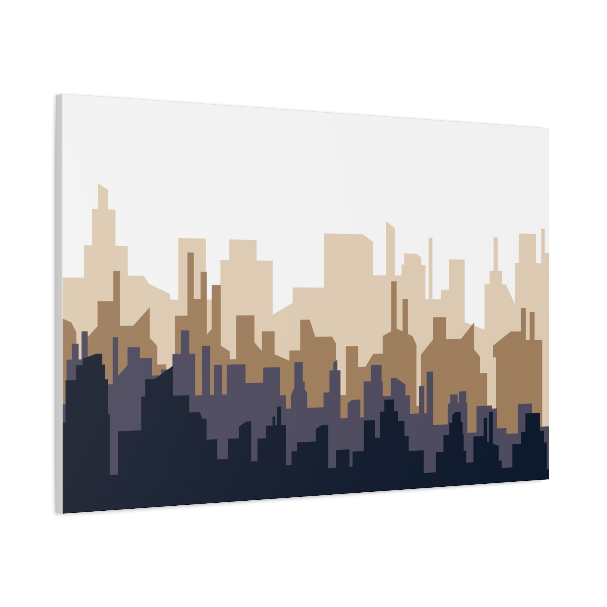Neutral City Skyline Matte Canvas Wall Art — Minimalist Urban Home Decor