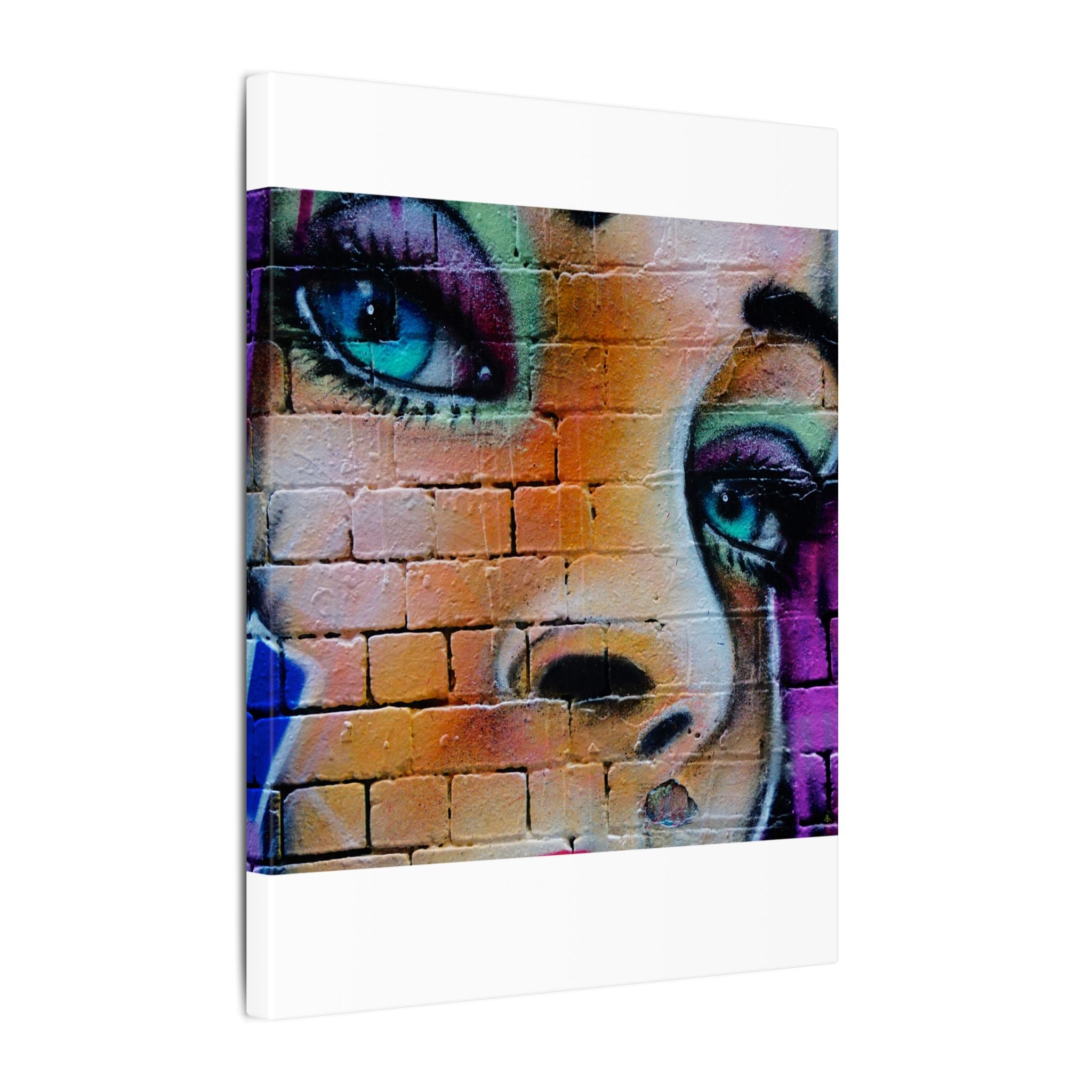 Graffiti Face Matte Canvas Print — Urban Street Art Portrait Wall Decor
