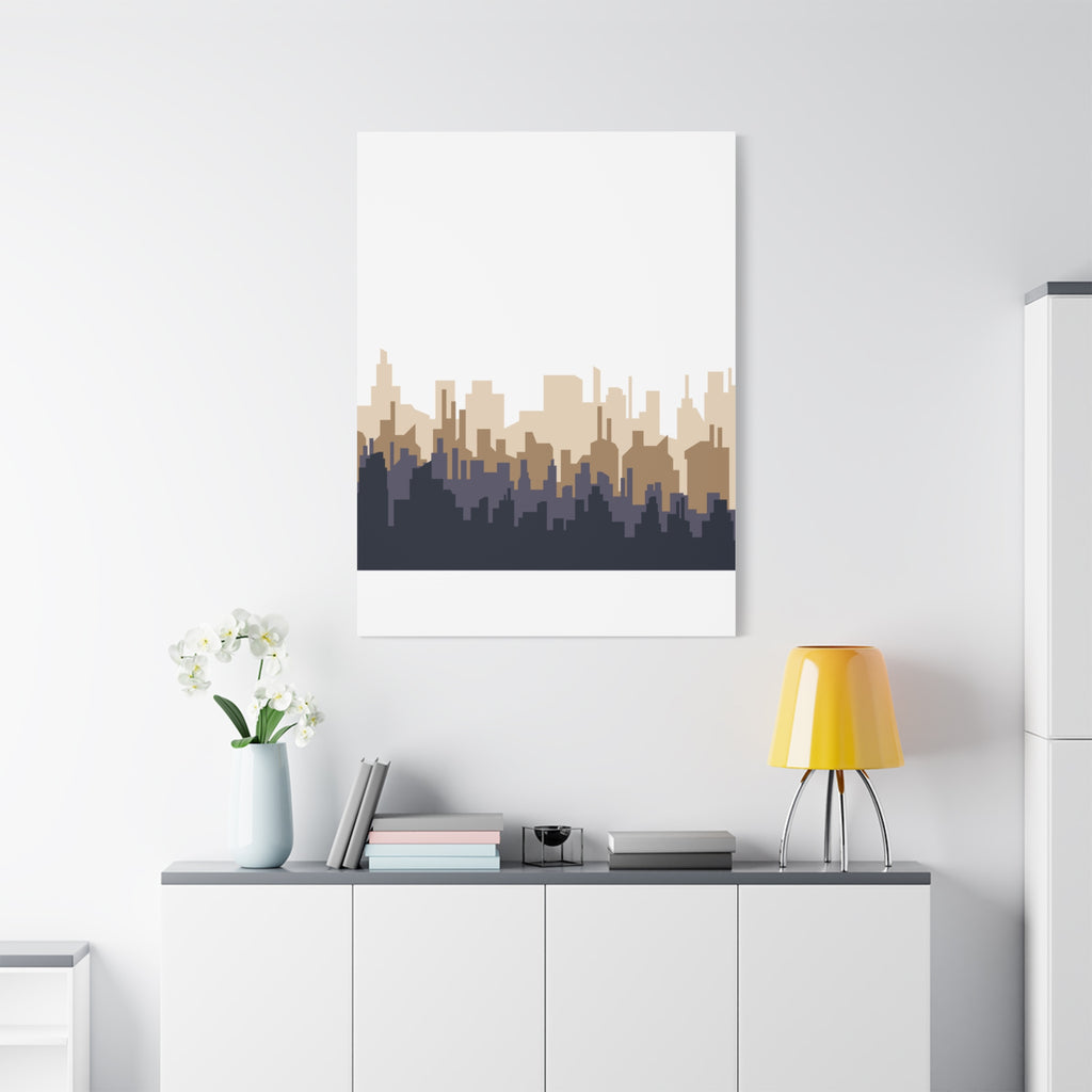 Neutral City Skyline Matte Canvas Wall Art — Minimalist Urban Home Decor