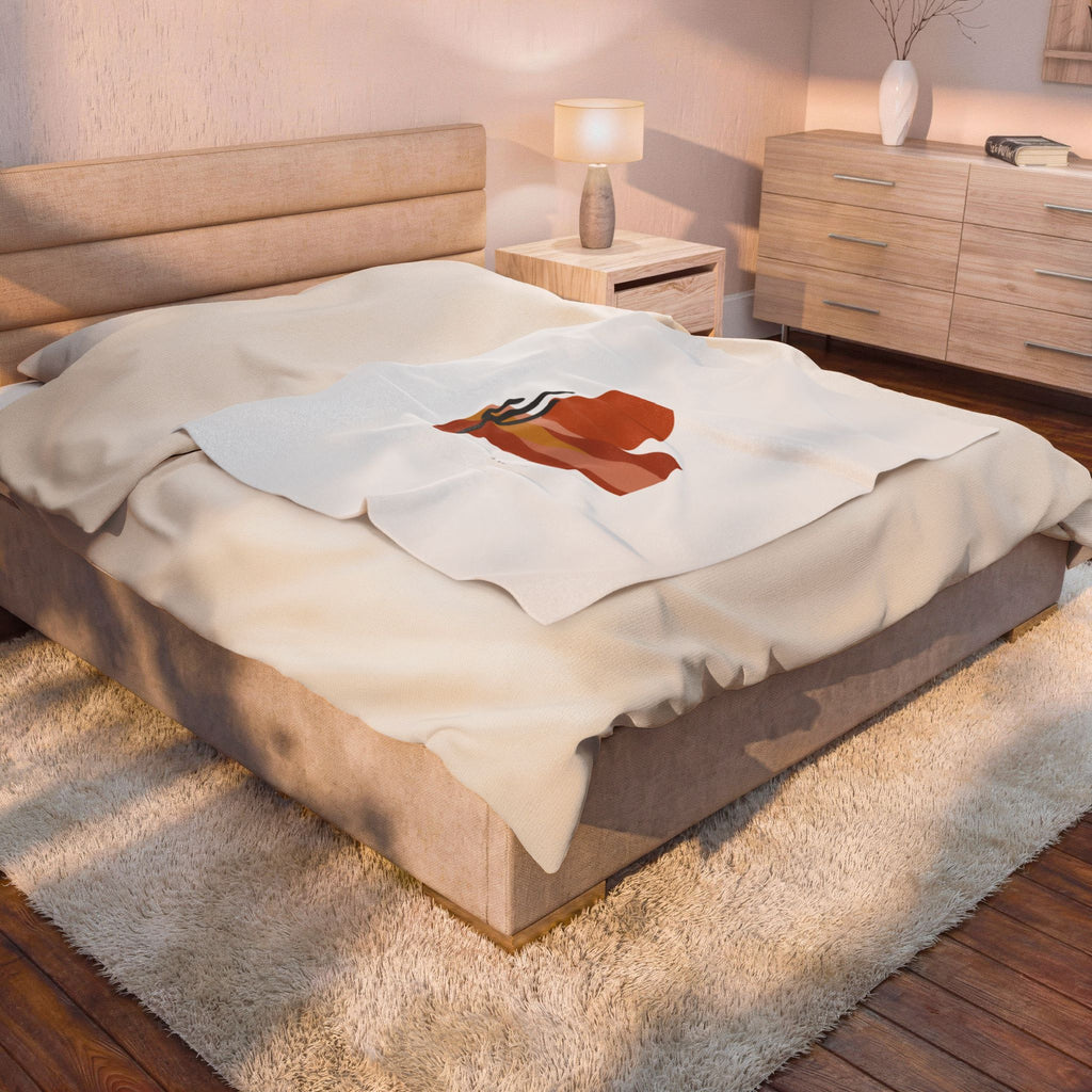 Desert Sunset Minimalist Mesa Velveteen Blanket | Southwestern adobe-inspired art