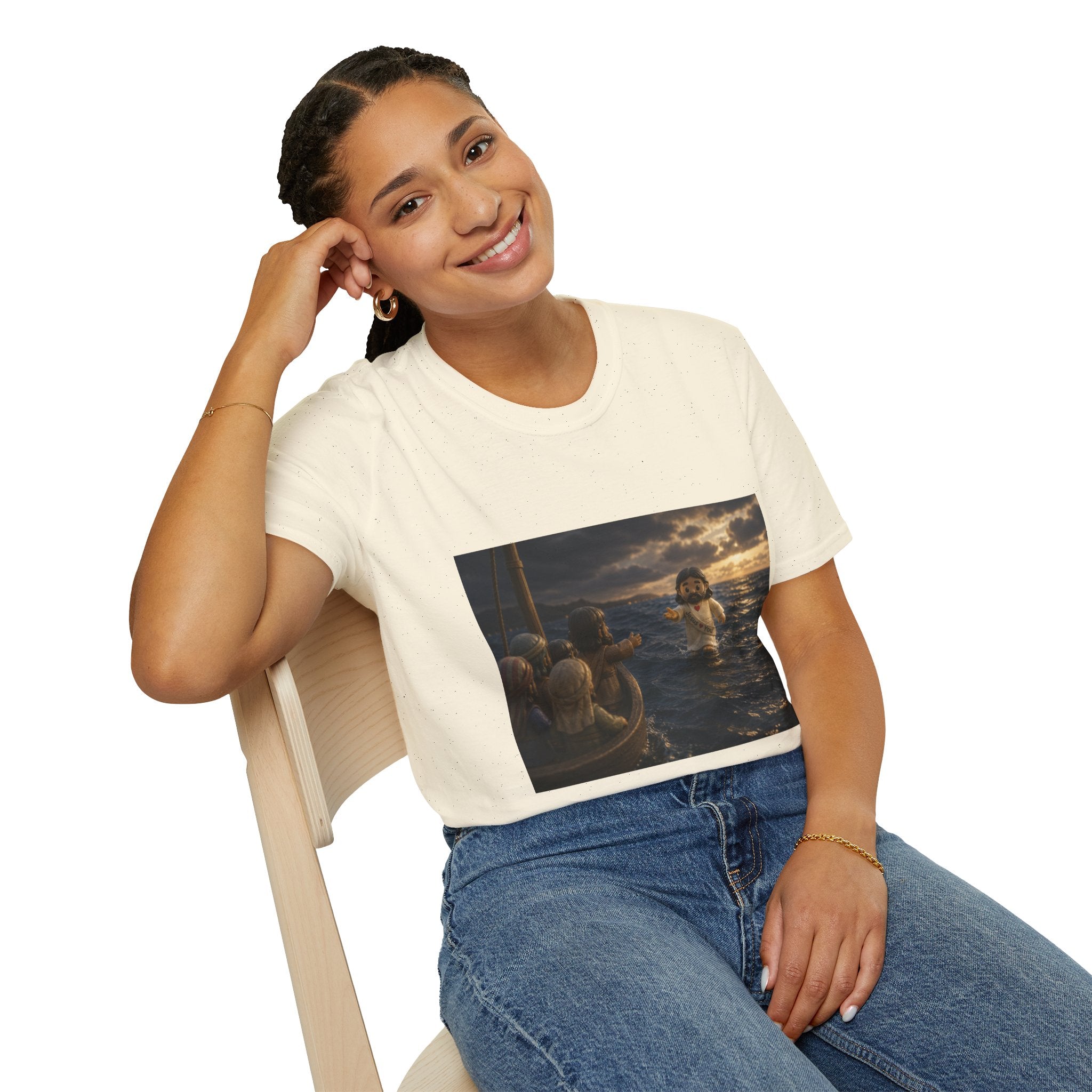Tiny Jesus Walking on Water T-Shirt — Inspirational Biblical Faith Tee