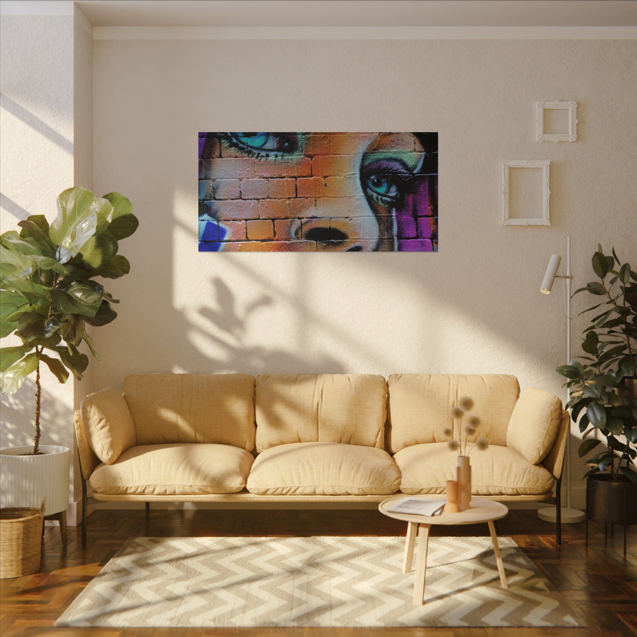 Graffiti Face Matte Canvas Print — Urban Street Art Portrait Wall Decor