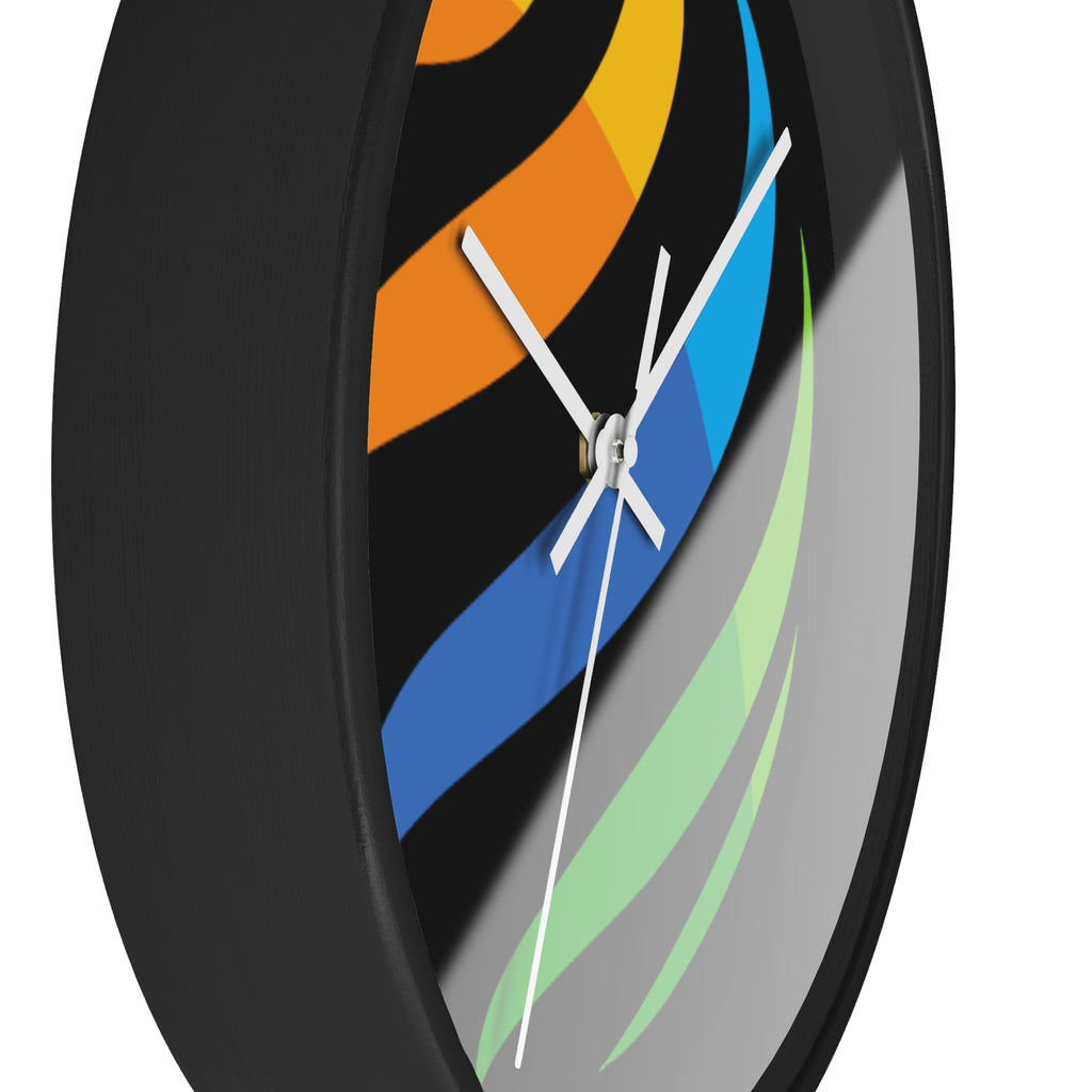 Modern Rainbow Swirl Wall Clock — Colorful Abstract Home Decor