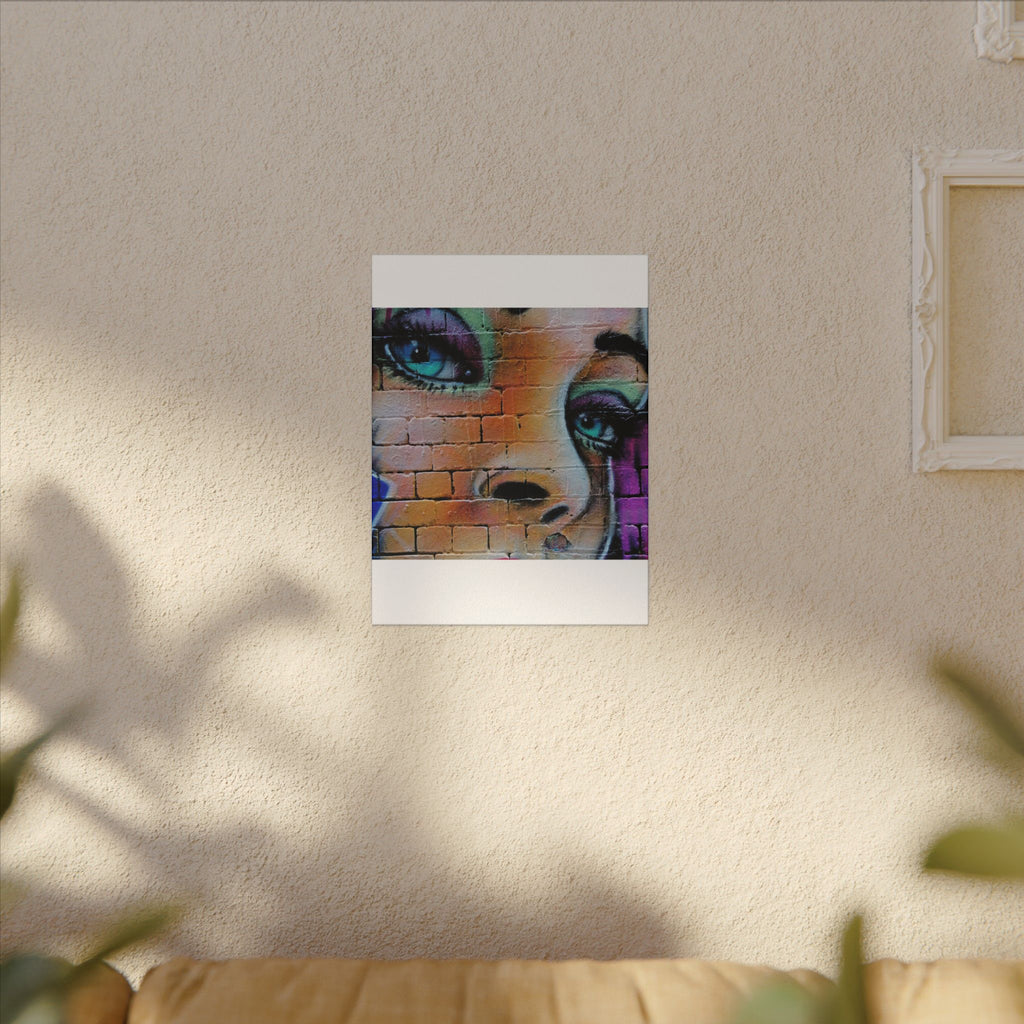 Graffiti Face Matte Canvas Print — Urban Street Art Portrait Wall Decor