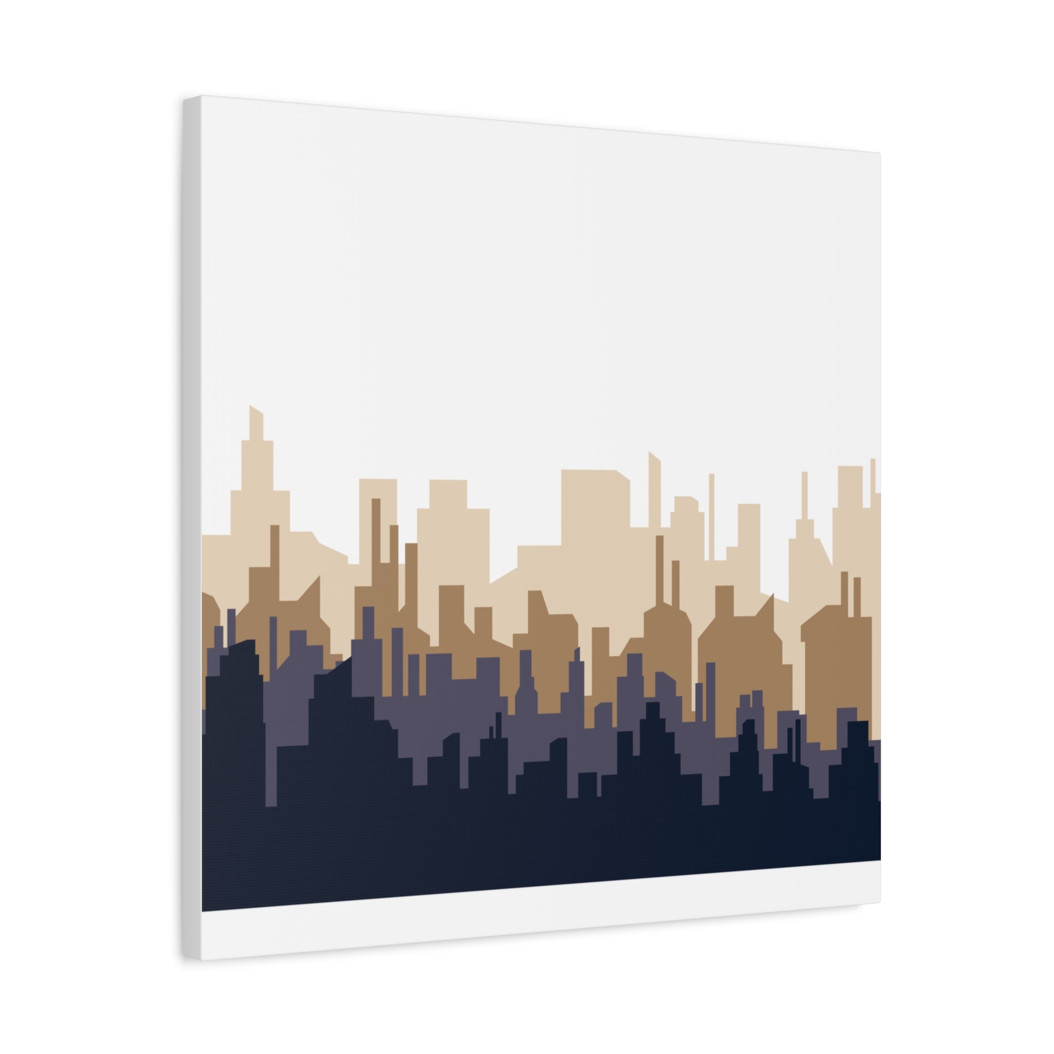 Neutral City Skyline Matte Canvas Wall Art — Minimalist Urban Home Decor