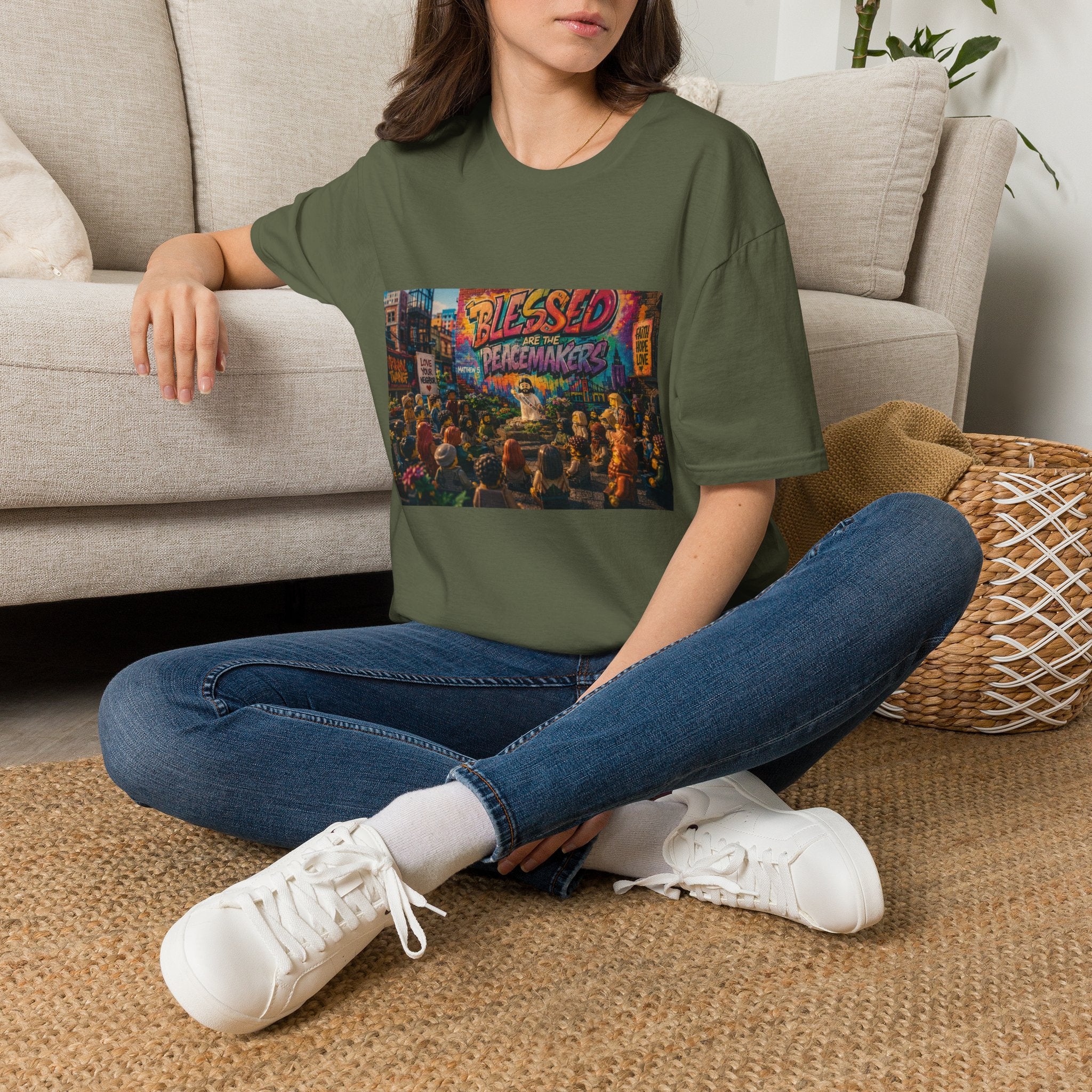 Tiny Jesus — "Blessed Are the Peacemakers" Urban Street Art Graphic Tee