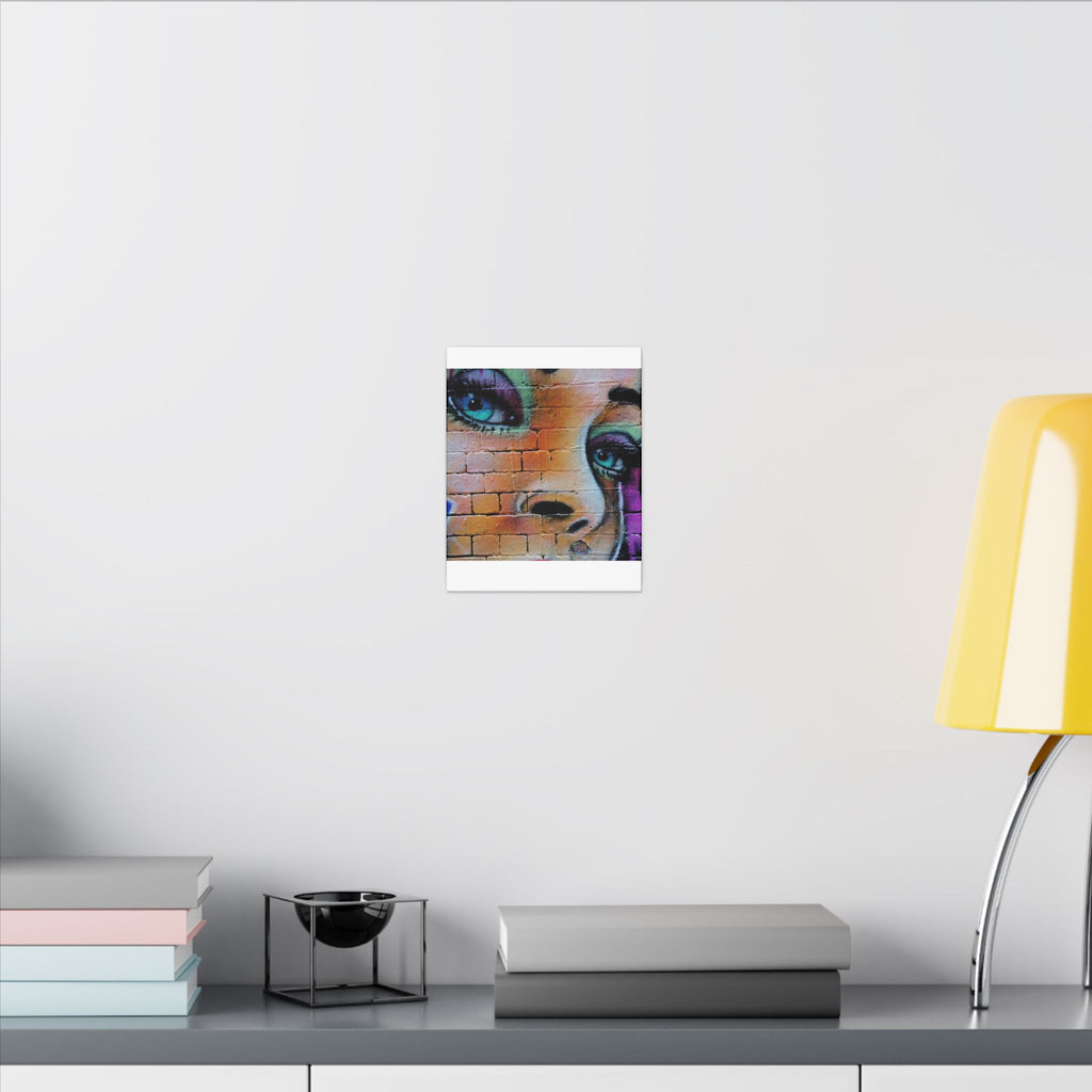 Graffiti Face Matte Canvas Print — Urban Street Art Portrait Wall Decor