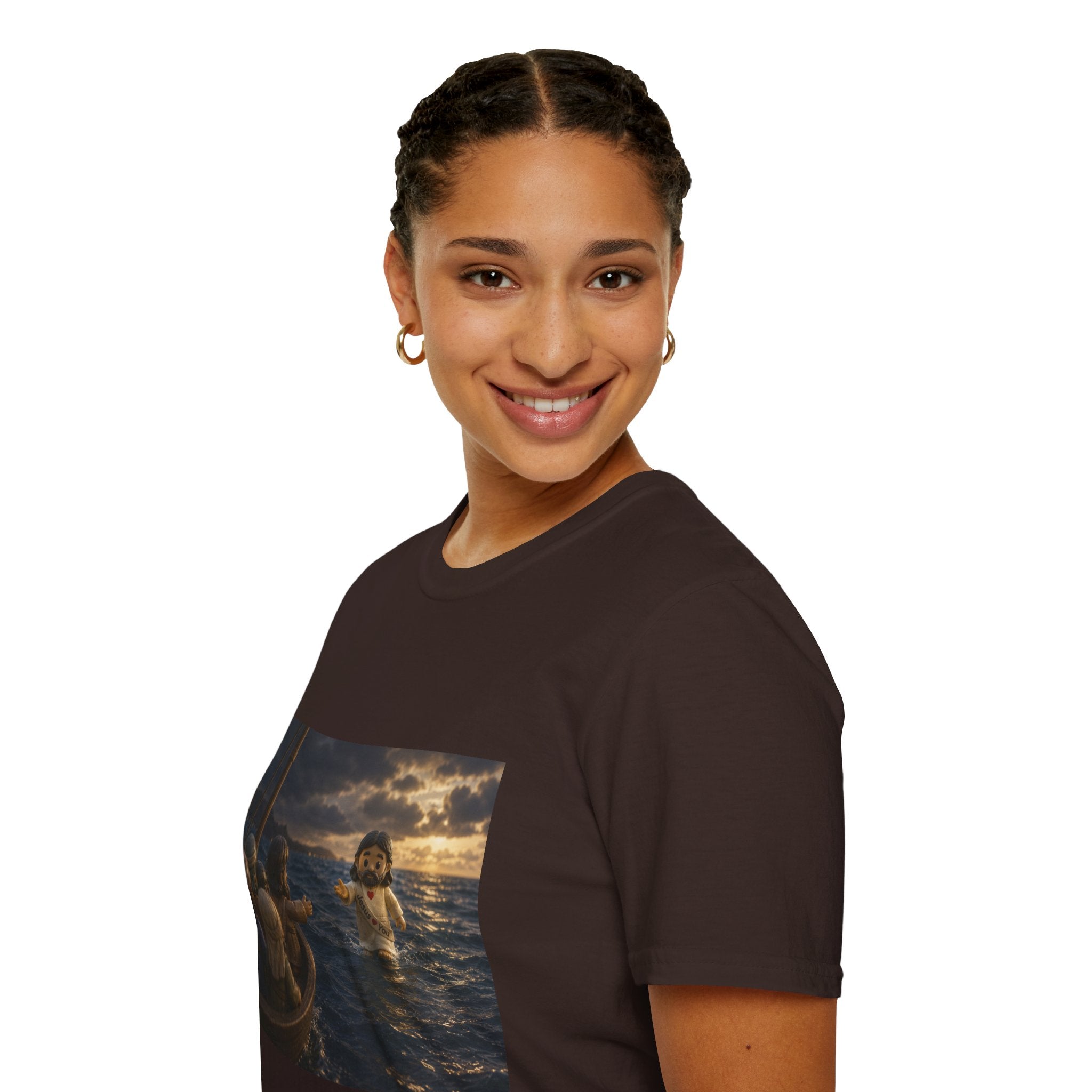 Tiny Jesus Walking on Water T-Shirt — Inspirational Biblical Faith Tee