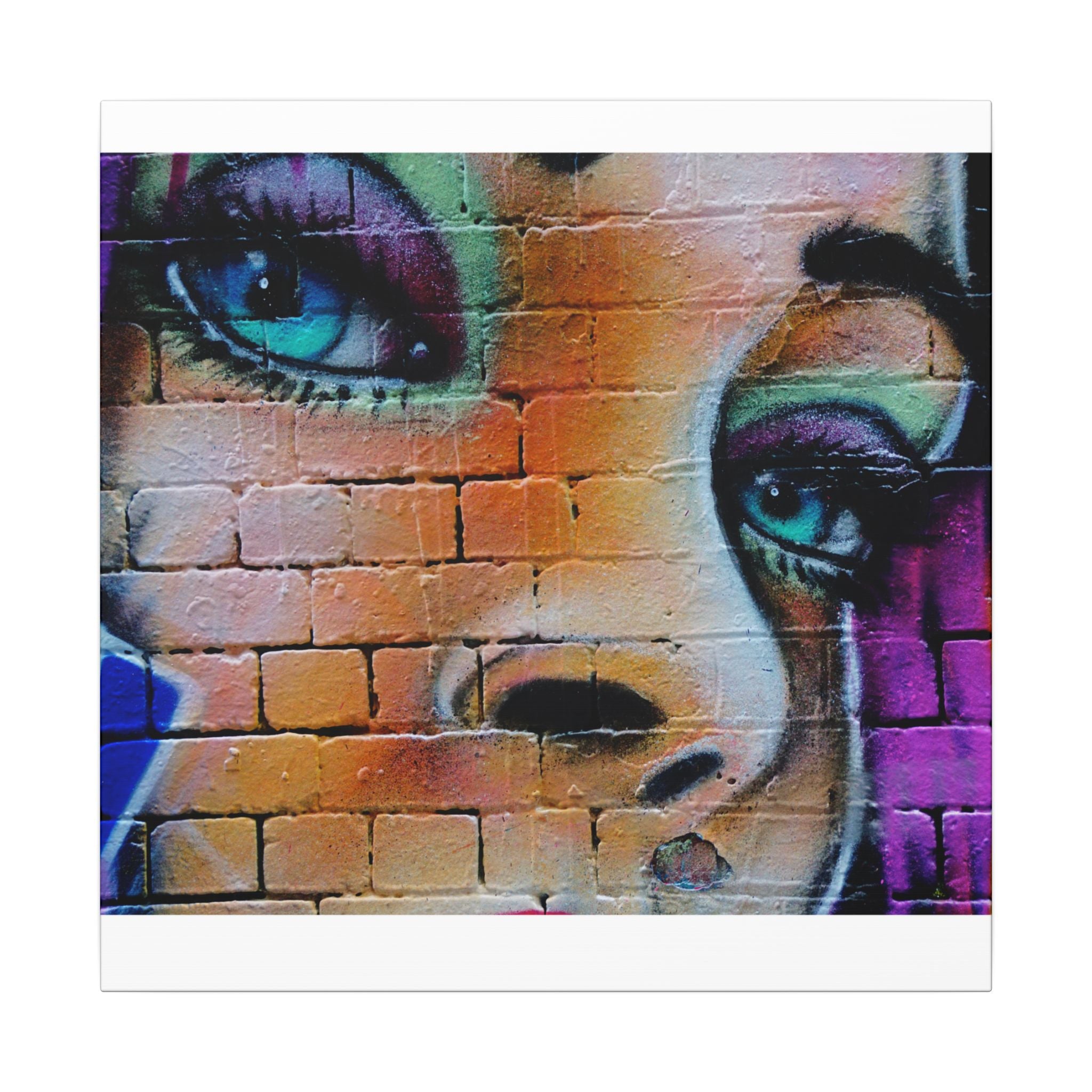 Graffiti Face Matte Canvas Print — Urban Street Art Portrait Wall Decor