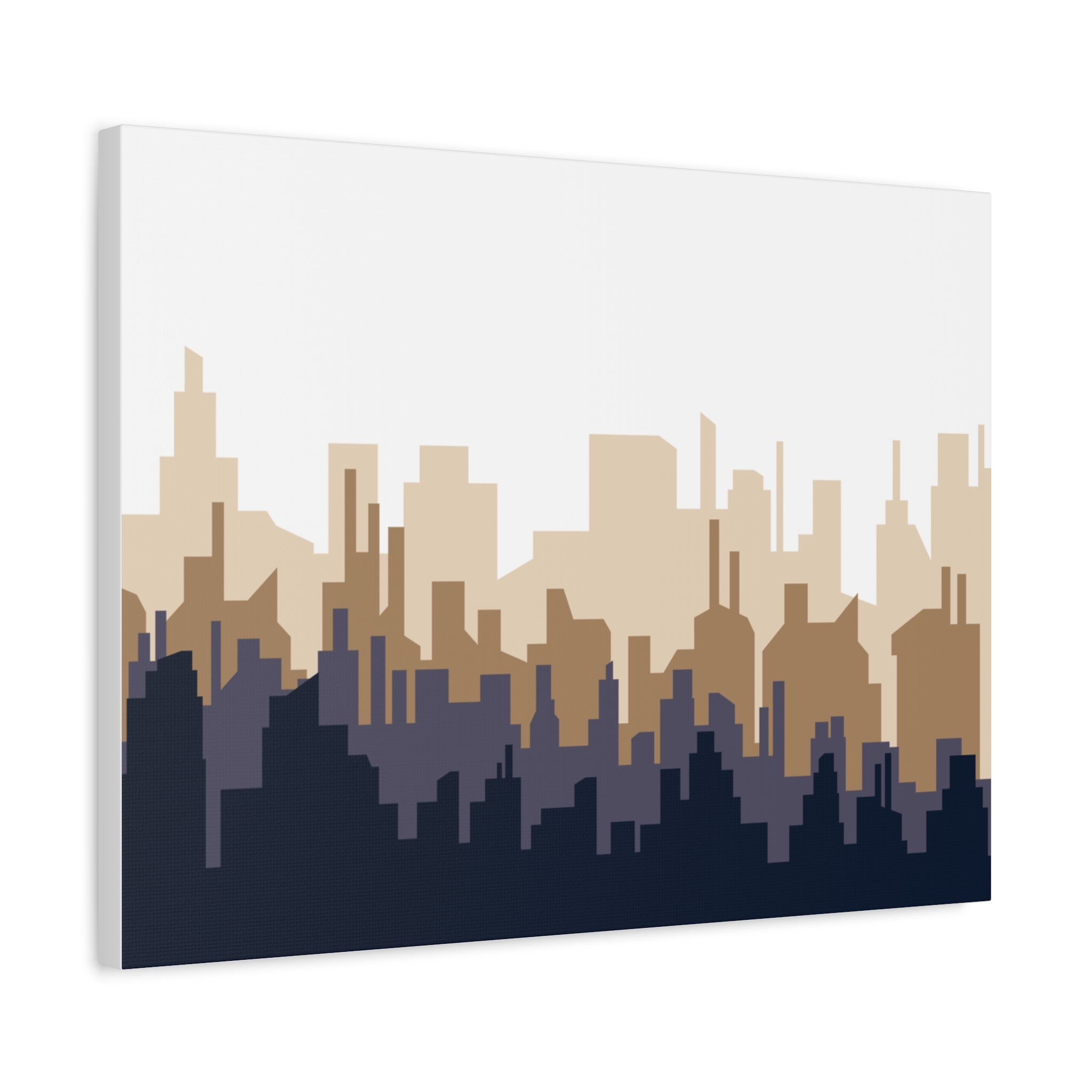 Neutral City Skyline Matte Canvas Wall Art — Minimalist Urban Home Decor