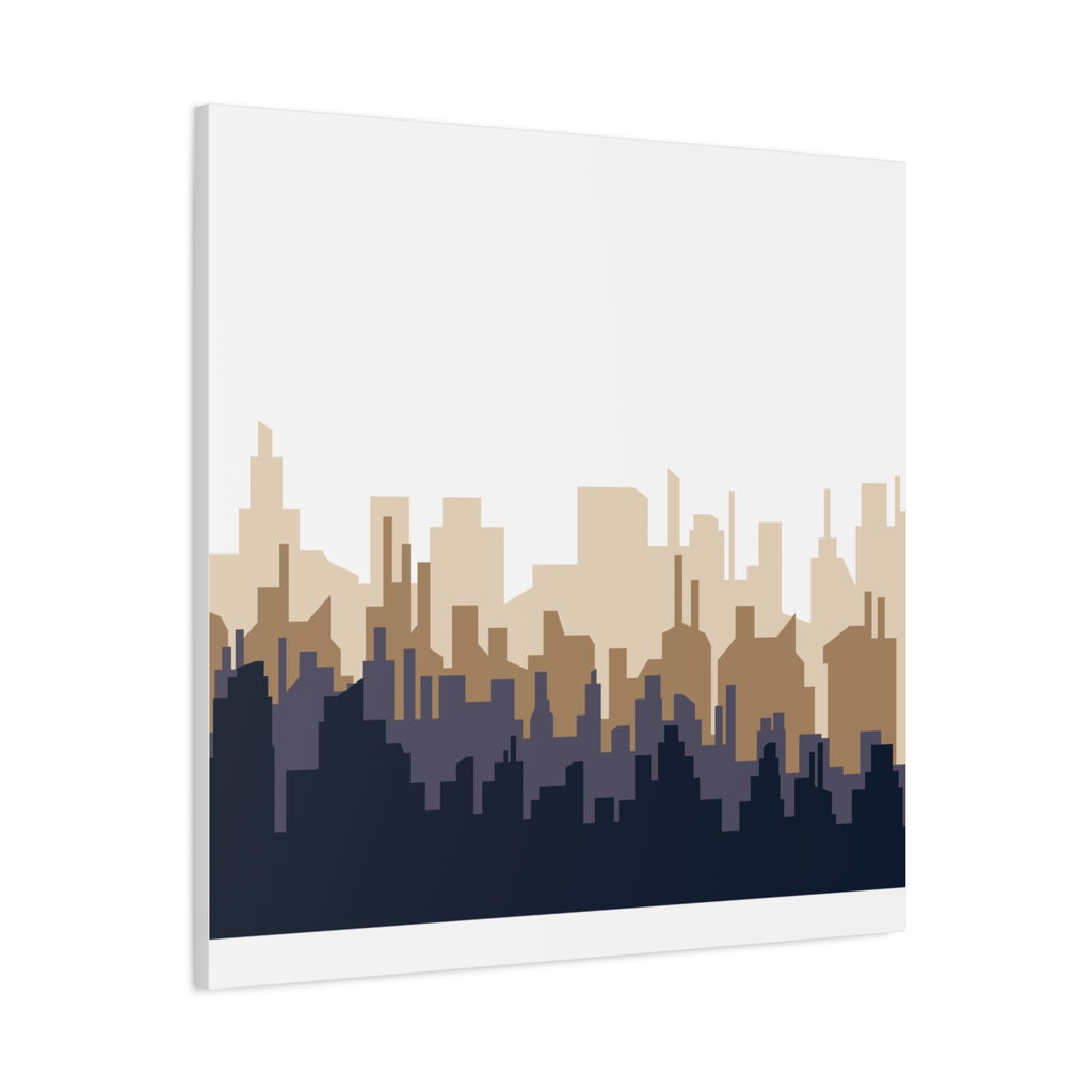 Neutral City Skyline Matte Canvas Wall Art — Minimalist Urban Home Decor