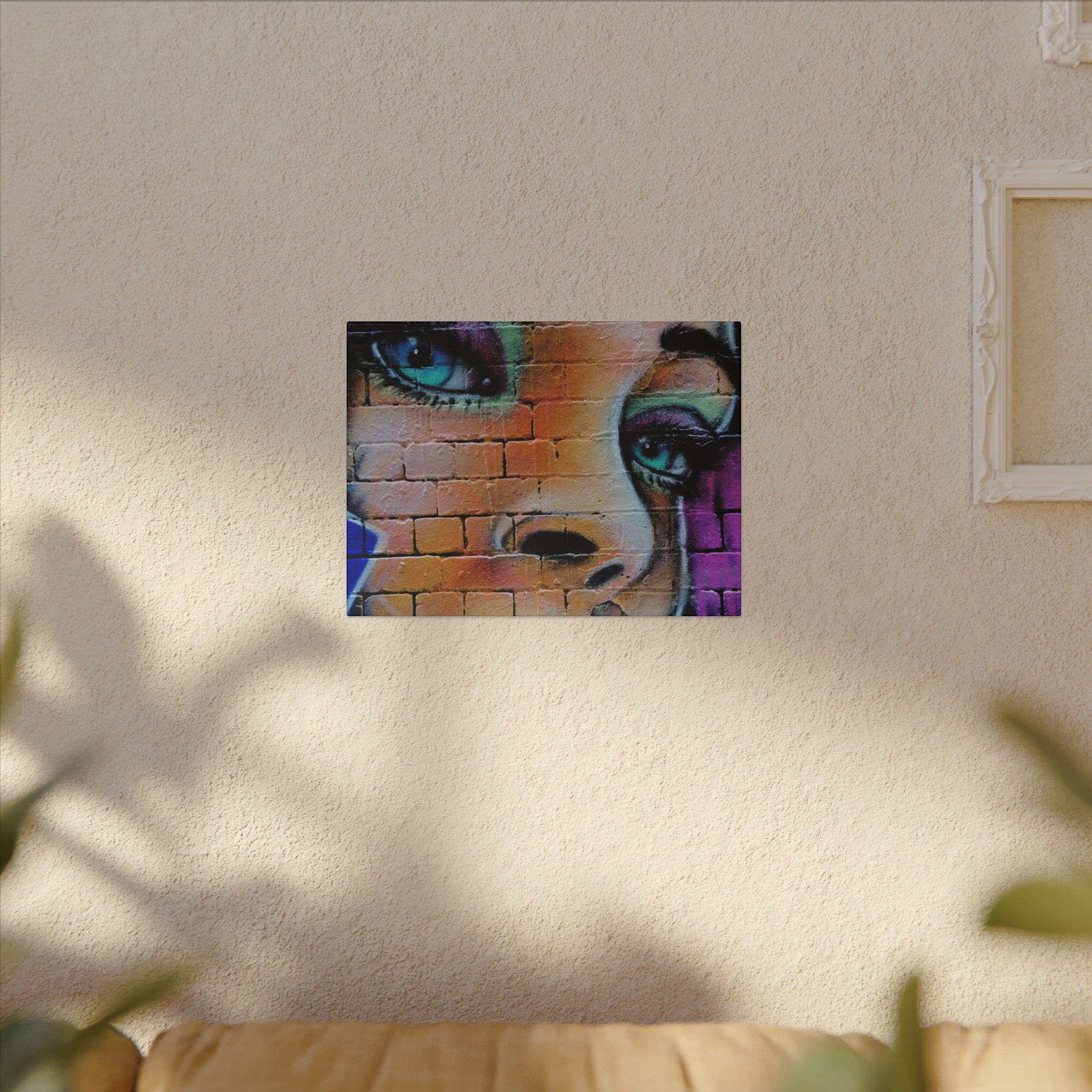 Graffiti Face Matte Canvas Print — Urban Street Art Portrait Wall Decor