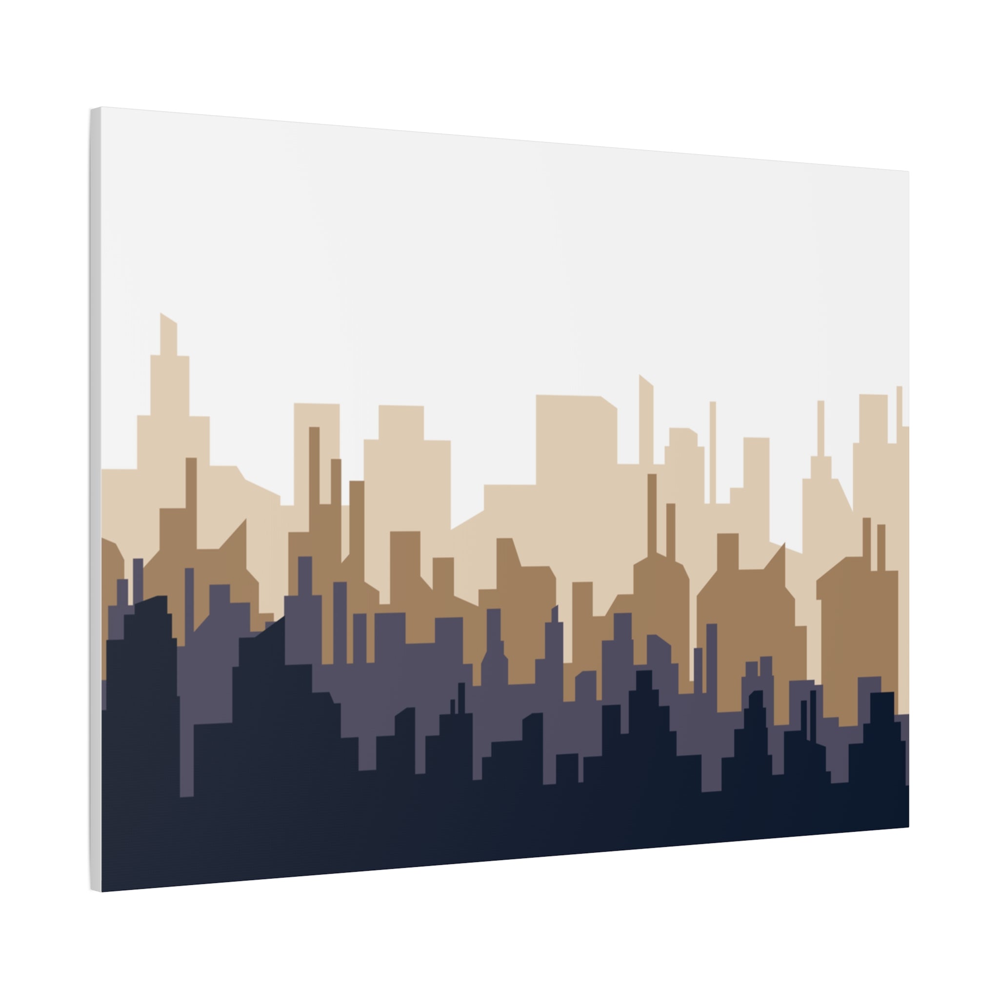 Neutral City Skyline Matte Canvas Wall Art — Minimalist Urban Home Decor
