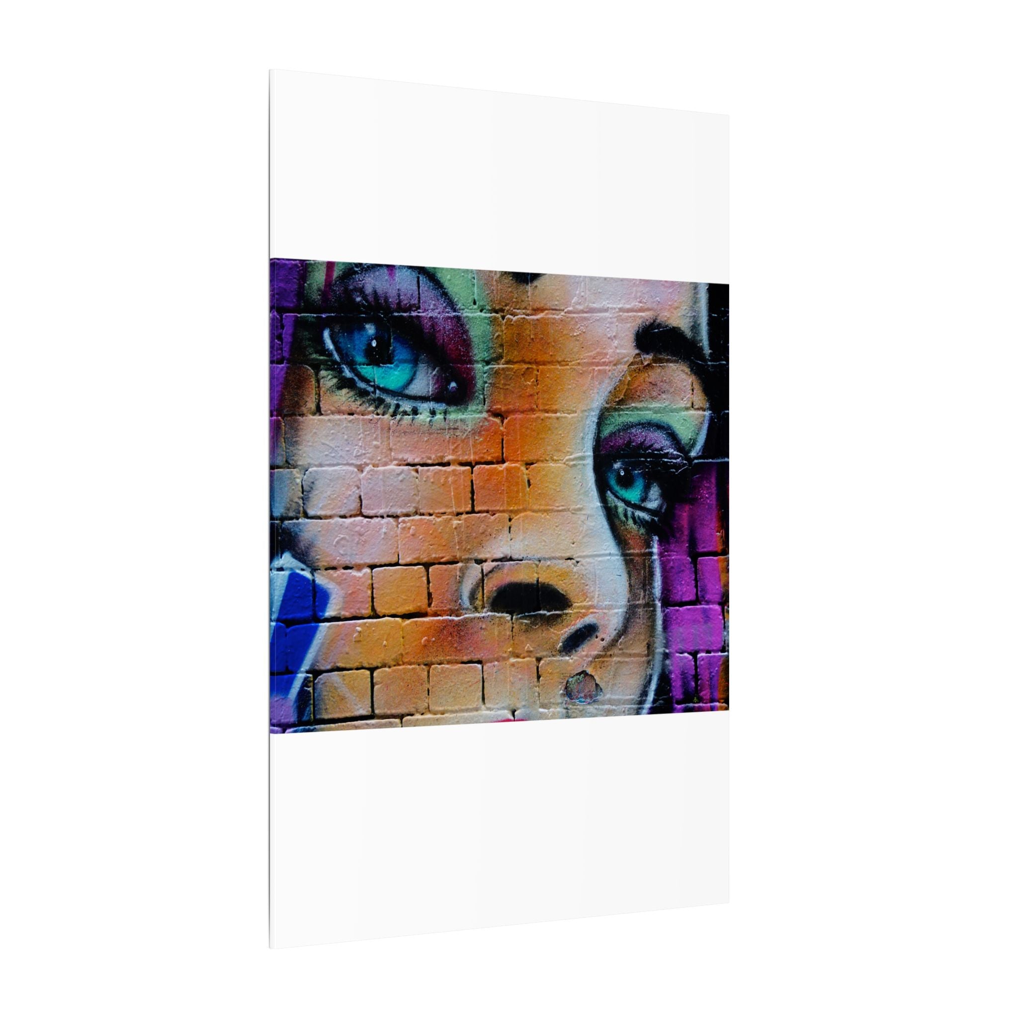 Graffiti Face Matte Canvas Print — Urban Street Art Portrait Wall Decor