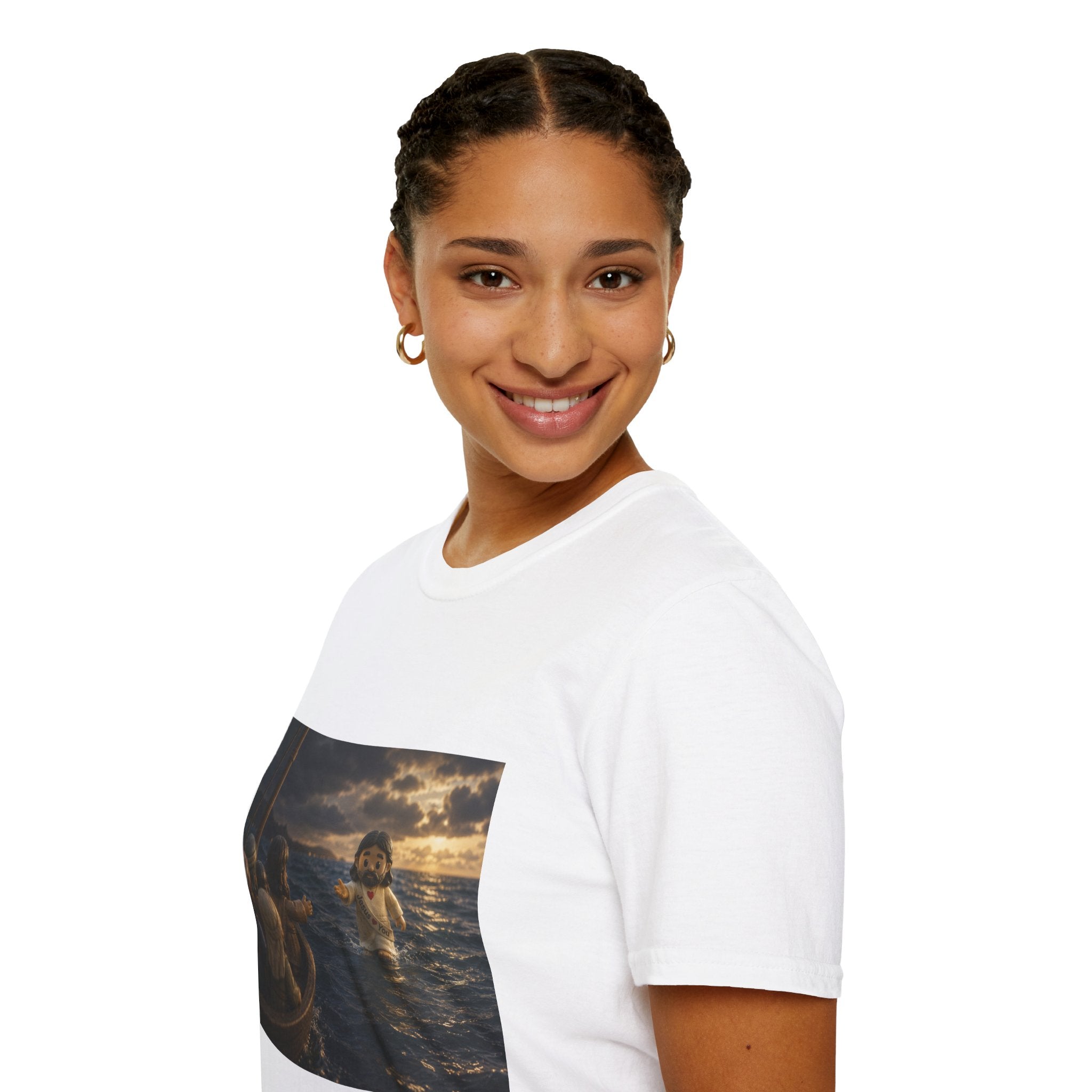 Tiny Jesus Walking on Water T-Shirt — Inspirational Biblical Faith Tee