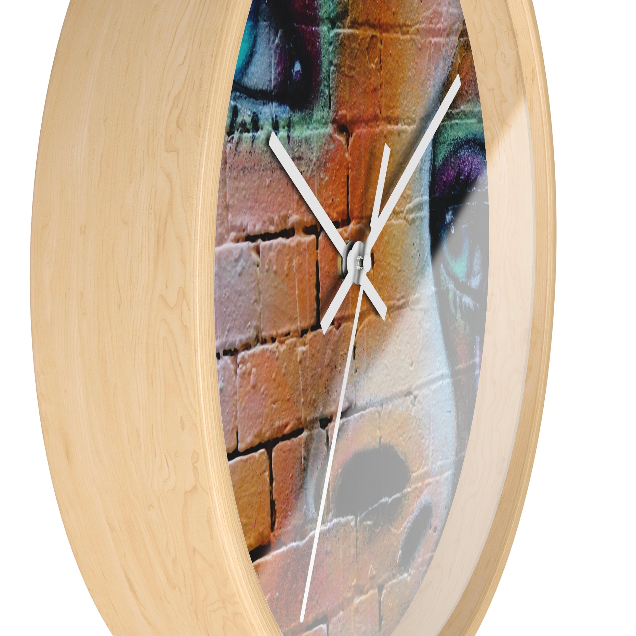 Graffiti Face Wall Clock — Colorful Street Art Portrait Clock