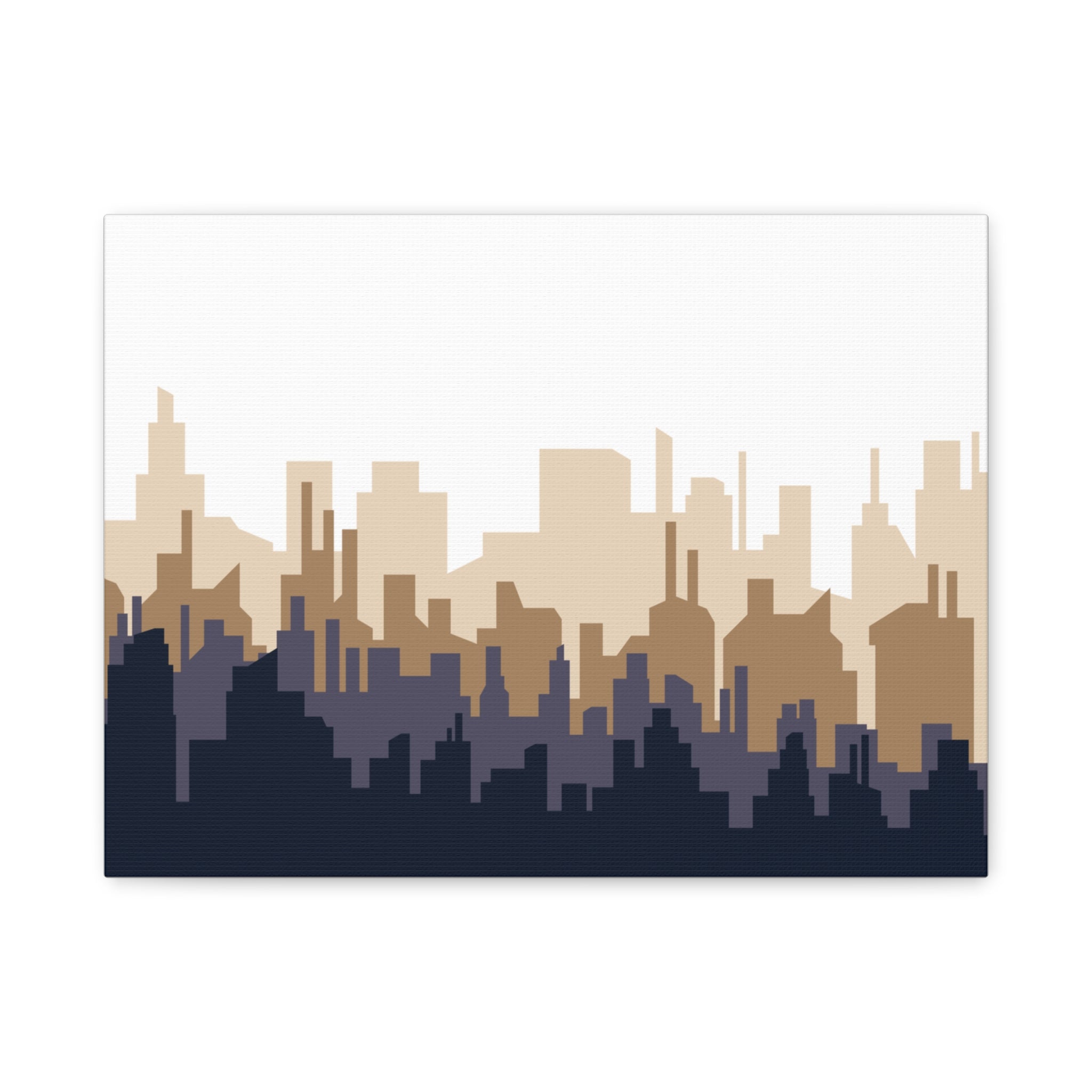 Neutral City Skyline Matte Canvas Wall Art — Minimalist Urban Home Decor