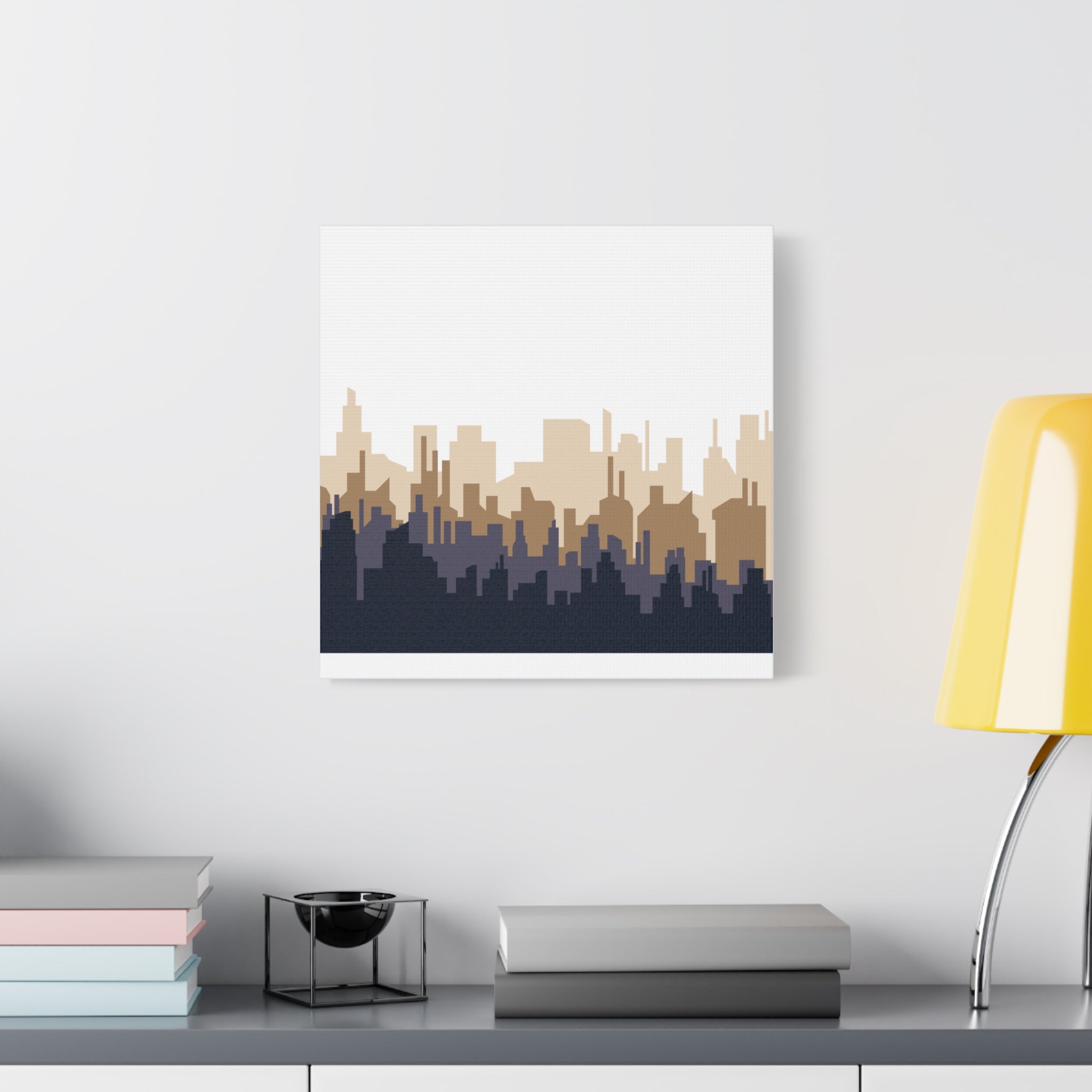 Neutral City Skyline Matte Canvas Wall Art — Minimalist Urban Home Decor