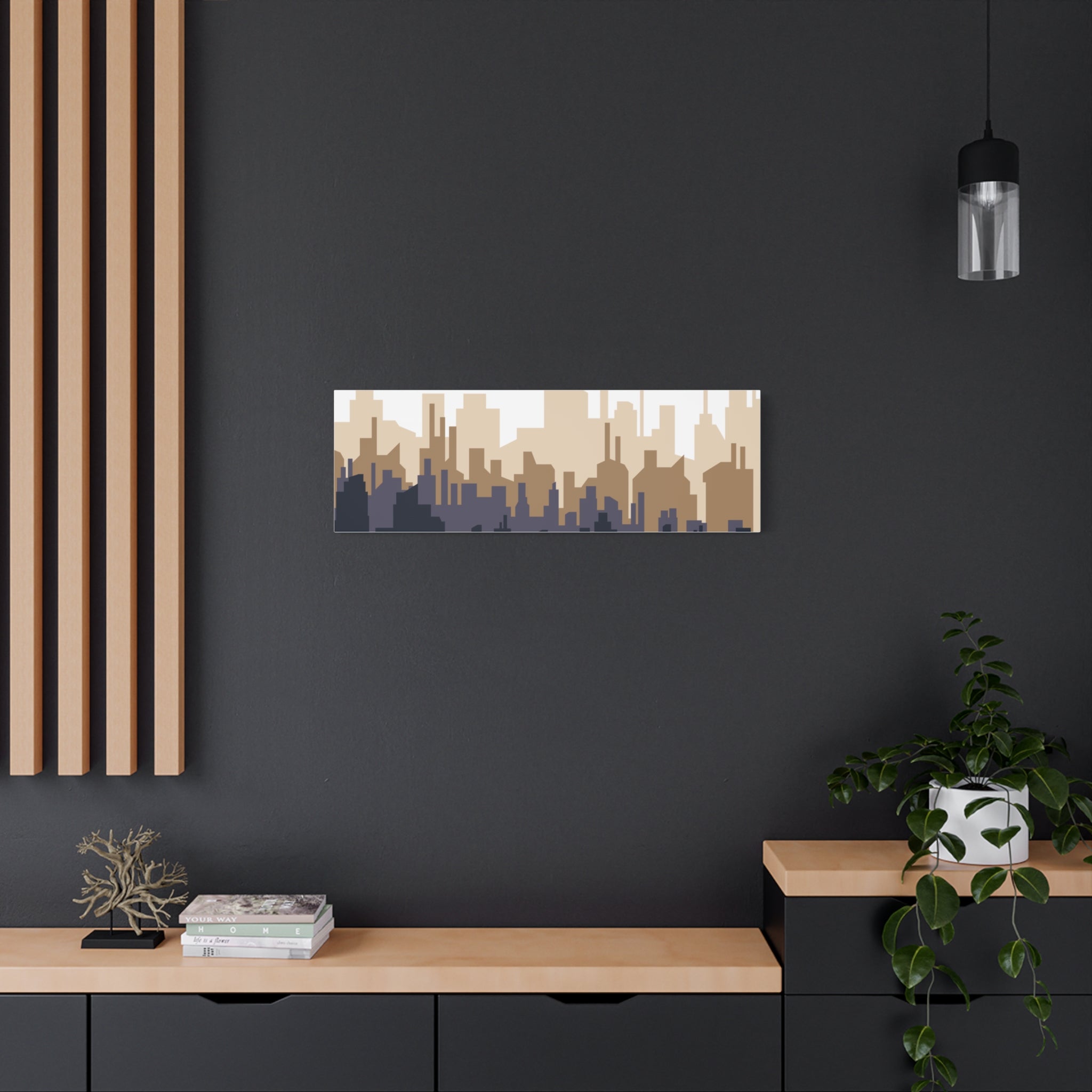 Neutral City Skyline Matte Canvas Wall Art — Minimalist Urban Home Decor