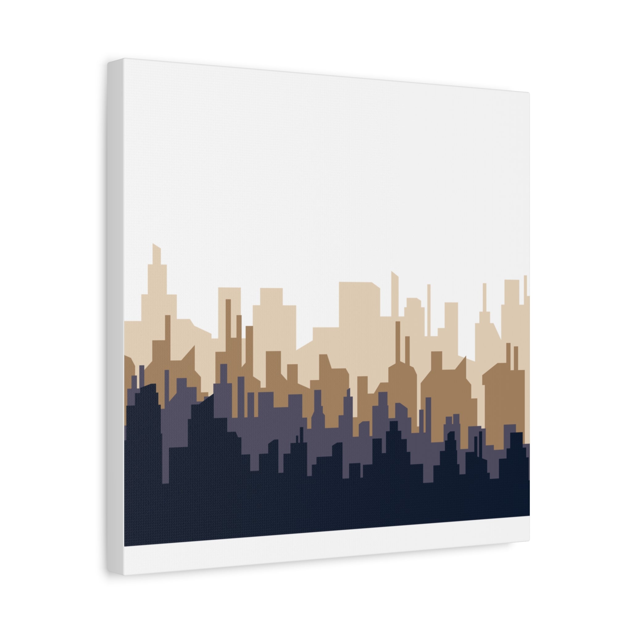 Neutral City Skyline Matte Canvas Wall Art — Minimalist Urban Home Decor