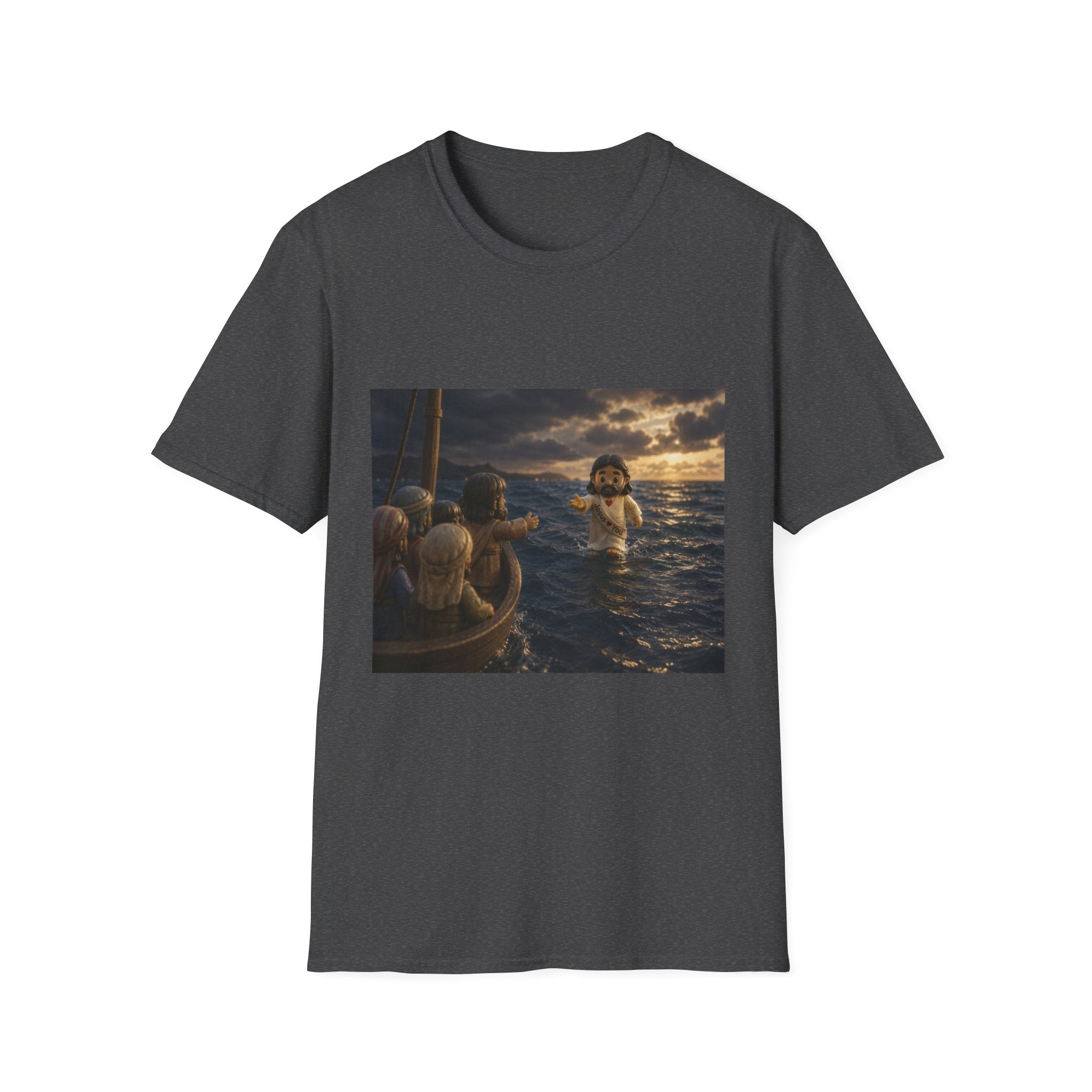 Tiny Jesus Walking on Water T-Shirt — Inspirational Biblical Faith Tee