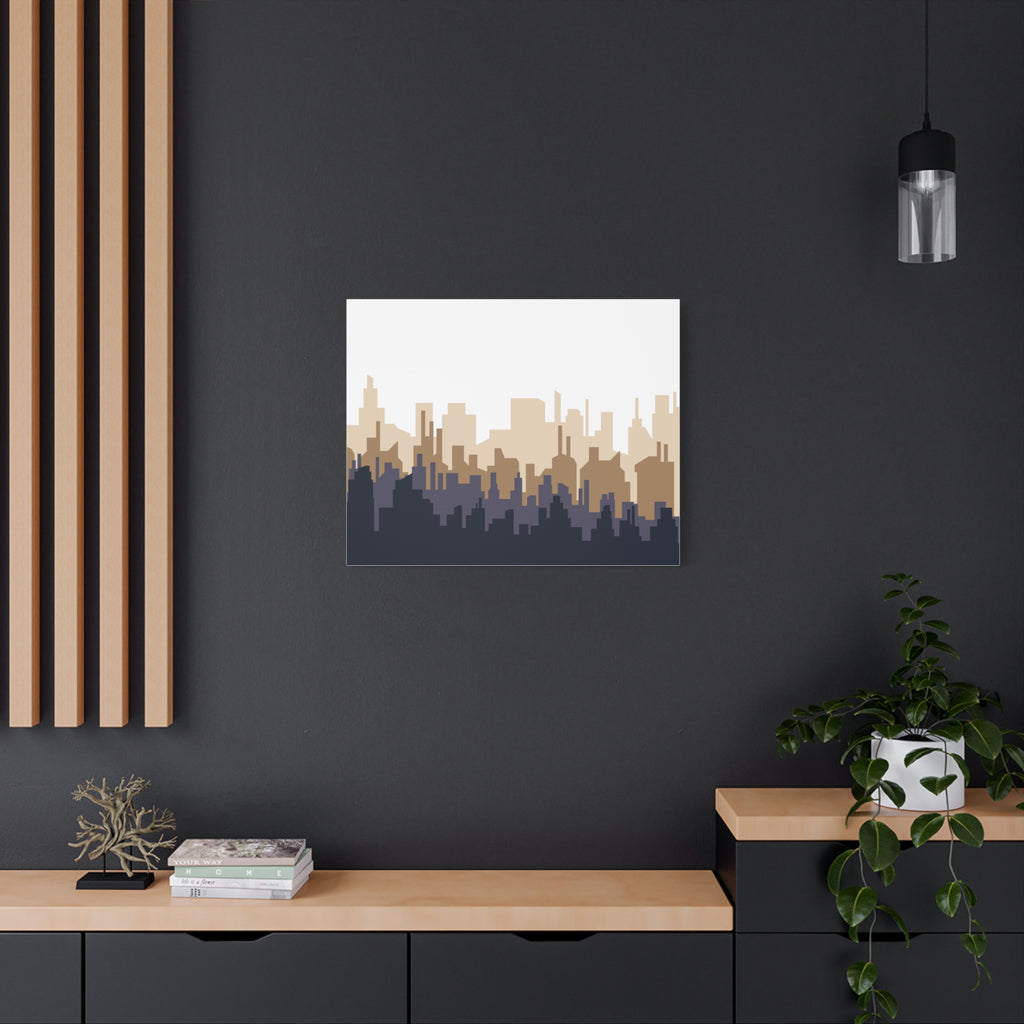 Neutral City Skyline Matte Canvas Wall Art — Minimalist Urban Home Decor