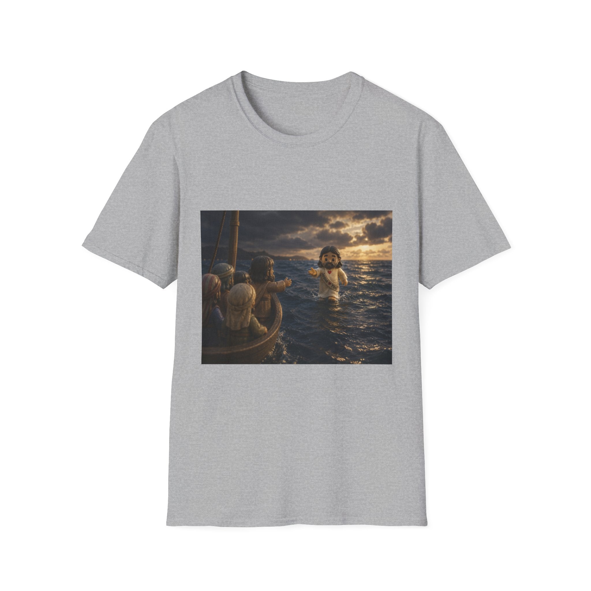 Tiny Jesus Walking on Water T-Shirt — Inspirational Biblical Faith Tee