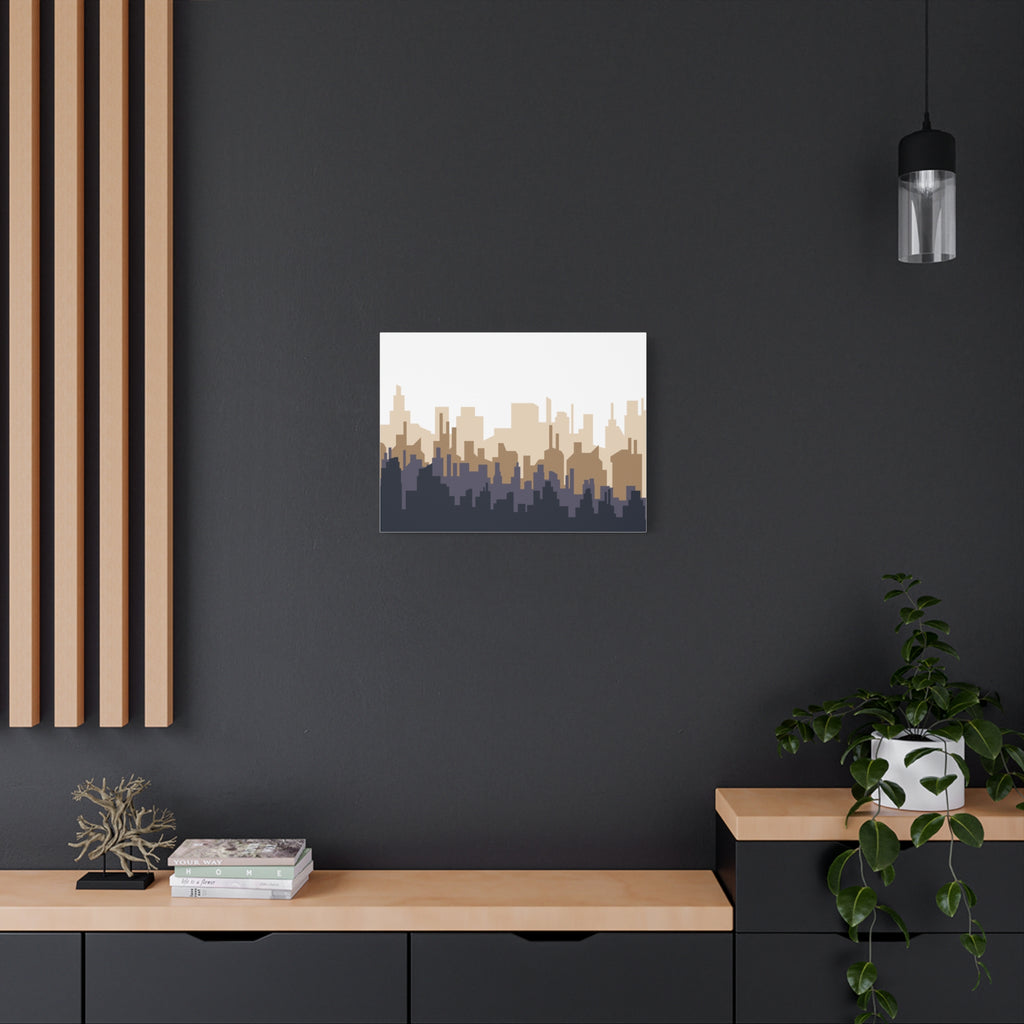 Neutral City Skyline Matte Canvas Wall Art — Minimalist Urban Home Decor