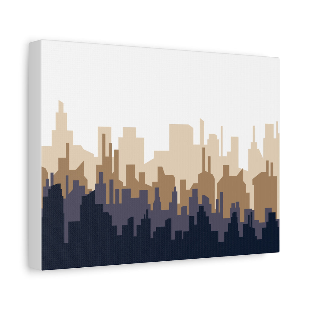 Neutral City Skyline Matte Canvas Wall Art — Minimalist Urban Home Decor