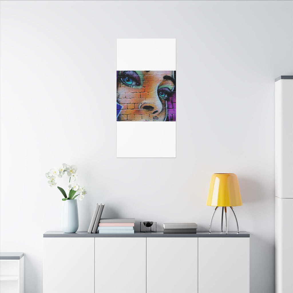 Graffiti Face Matte Canvas Print — Urban Street Art Portrait Wall Decor
