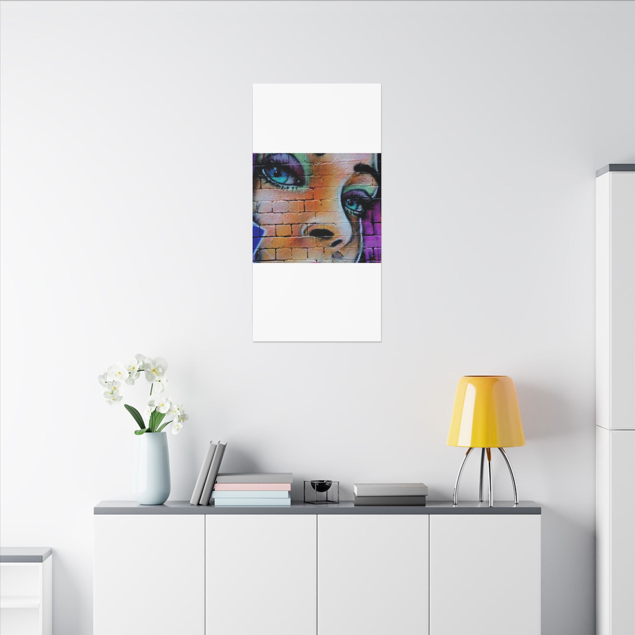 Graffiti Face Matte Canvas Print — Urban Street Art Portrait Wall Decor