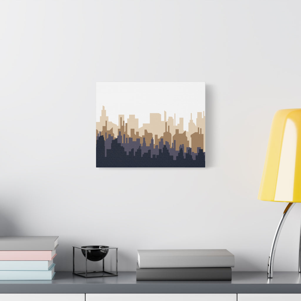 Neutral City Skyline Matte Canvas Wall Art — Minimalist Urban Home Decor