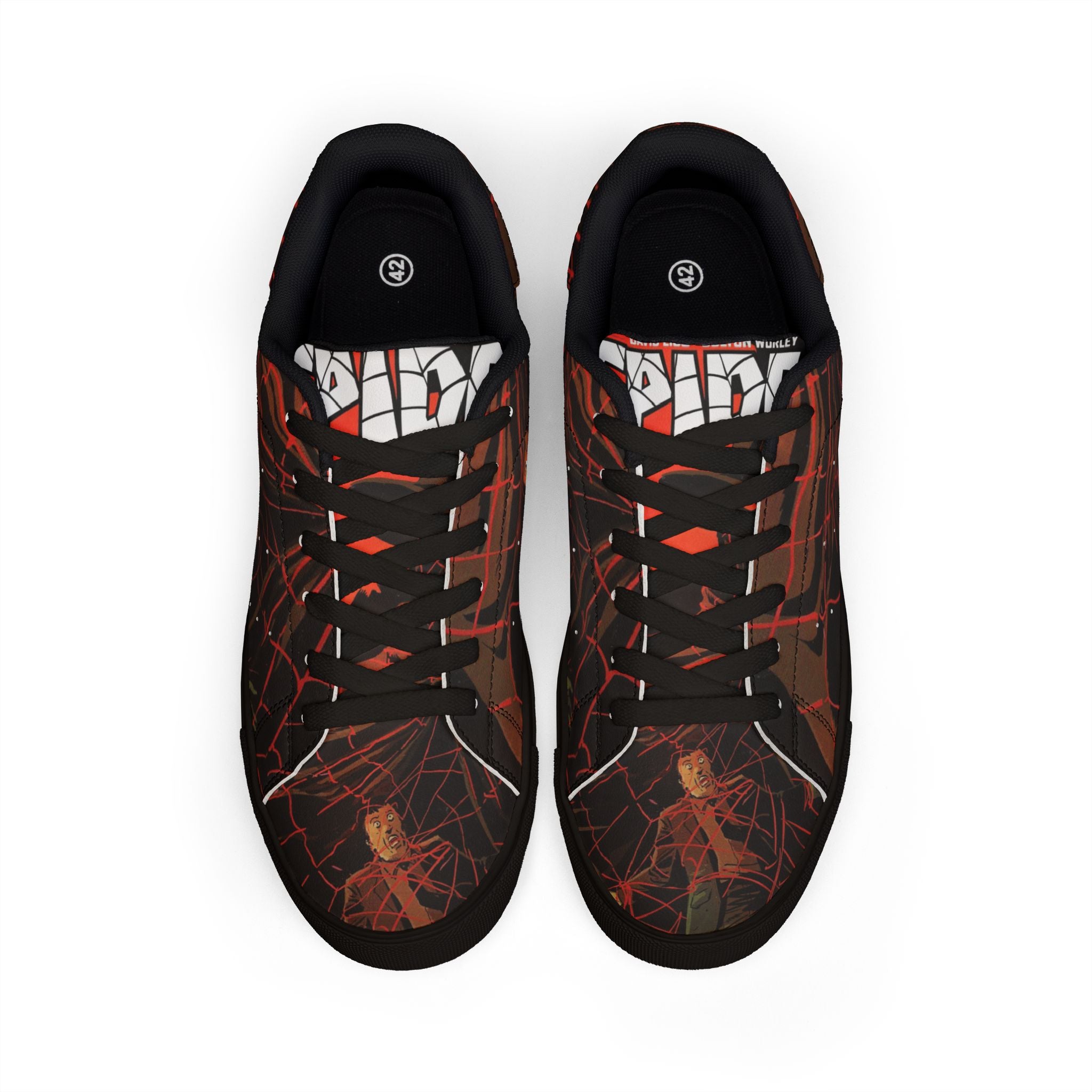Low-Top Sneakers — Spider Comic Leather Sneakers for Men