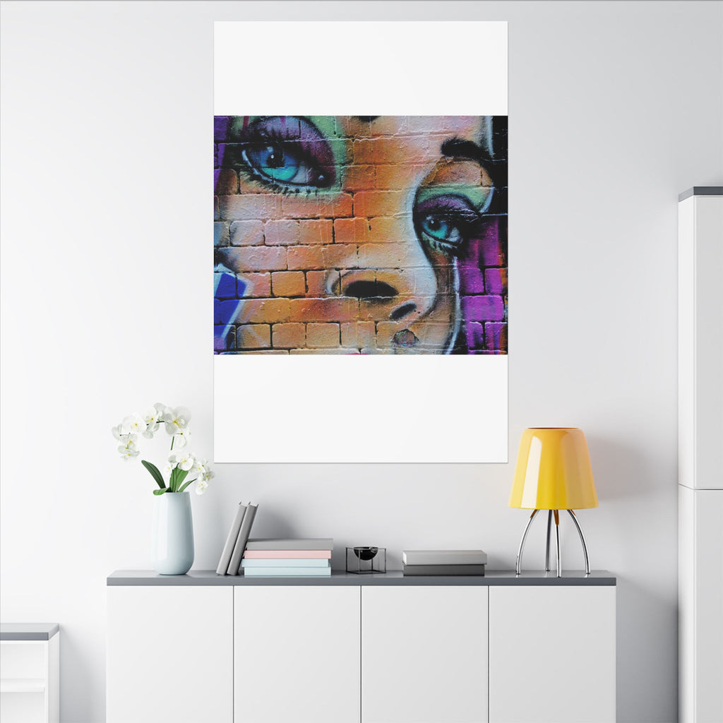 Graffiti Face Matte Canvas Print — Urban Street Art Portrait Wall Decor