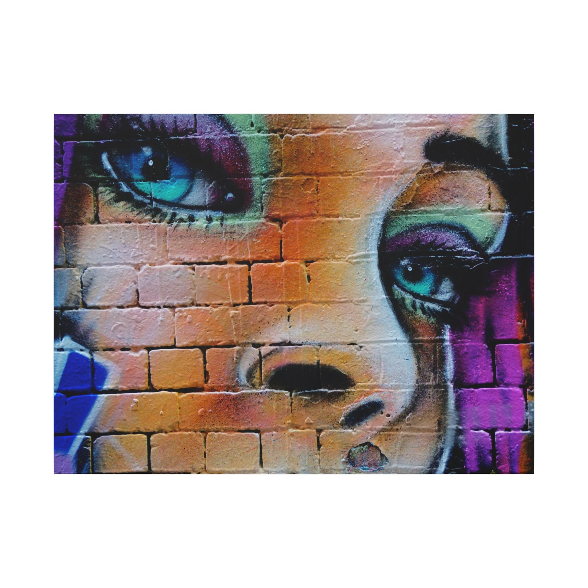 Graffiti Face Matte Canvas Print — Urban Street Art Portrait Wall Decor