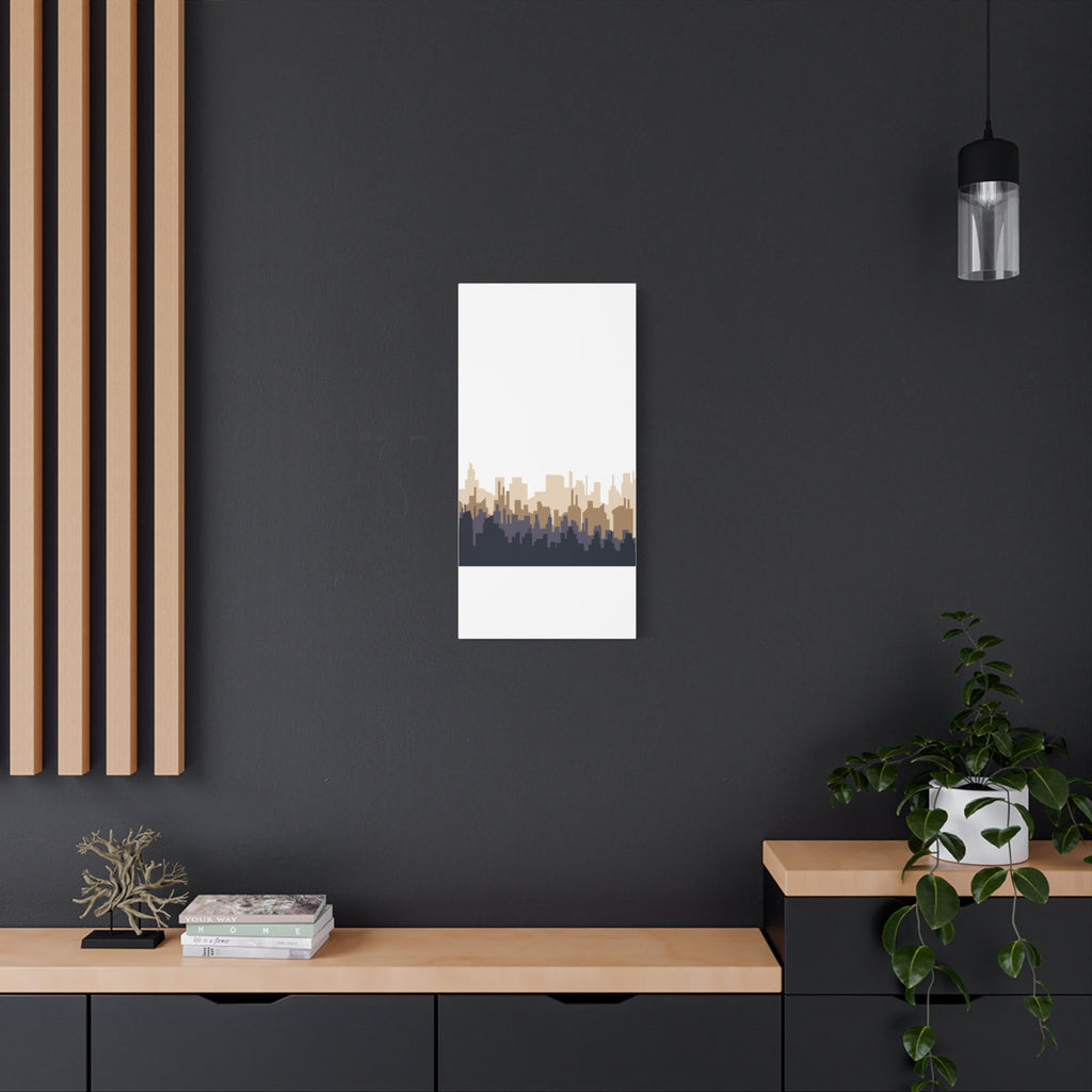 Neutral City Skyline Matte Canvas Wall Art — Minimalist Urban Home Decor