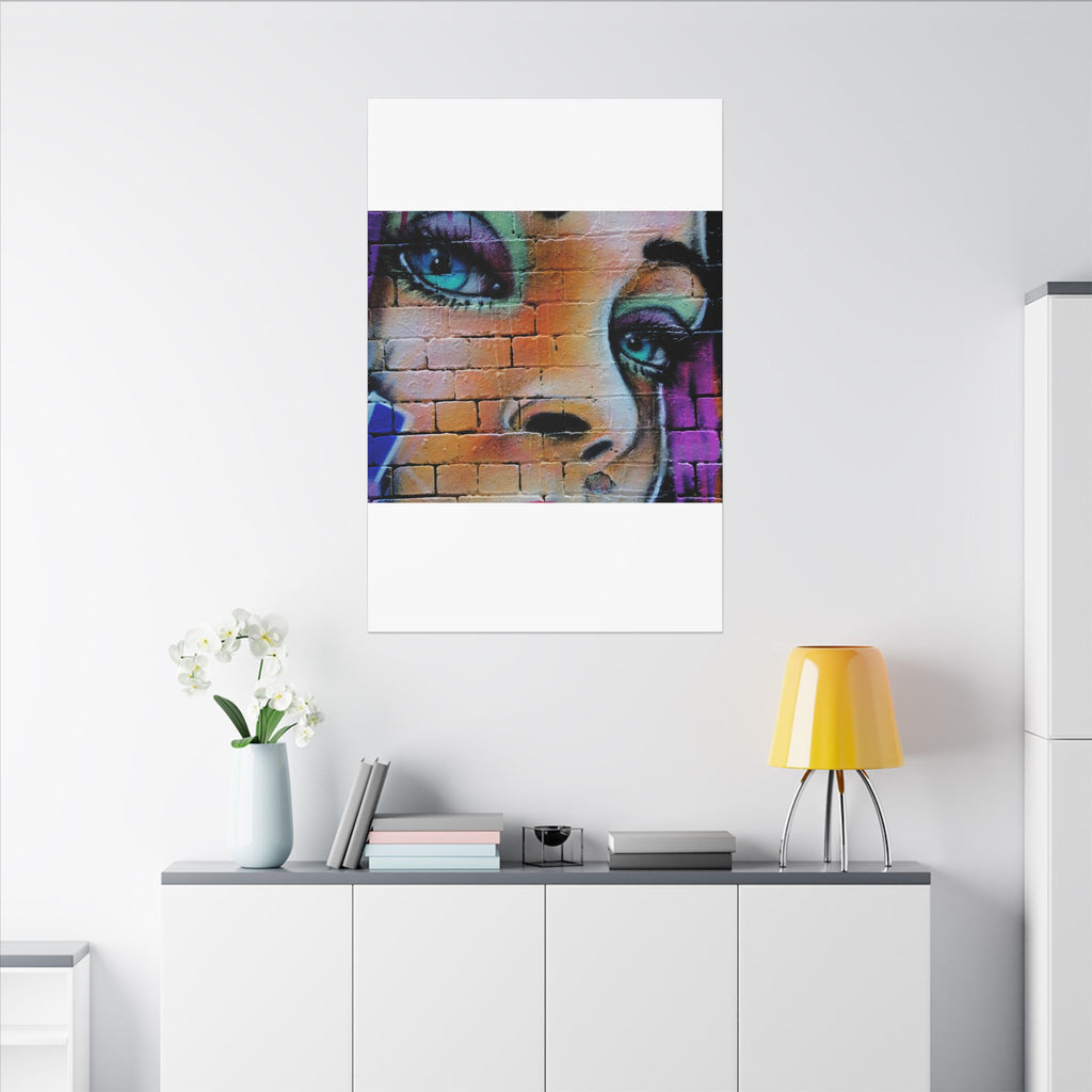 Graffiti Face Matte Canvas Print — Urban Street Art Portrait Wall Decor