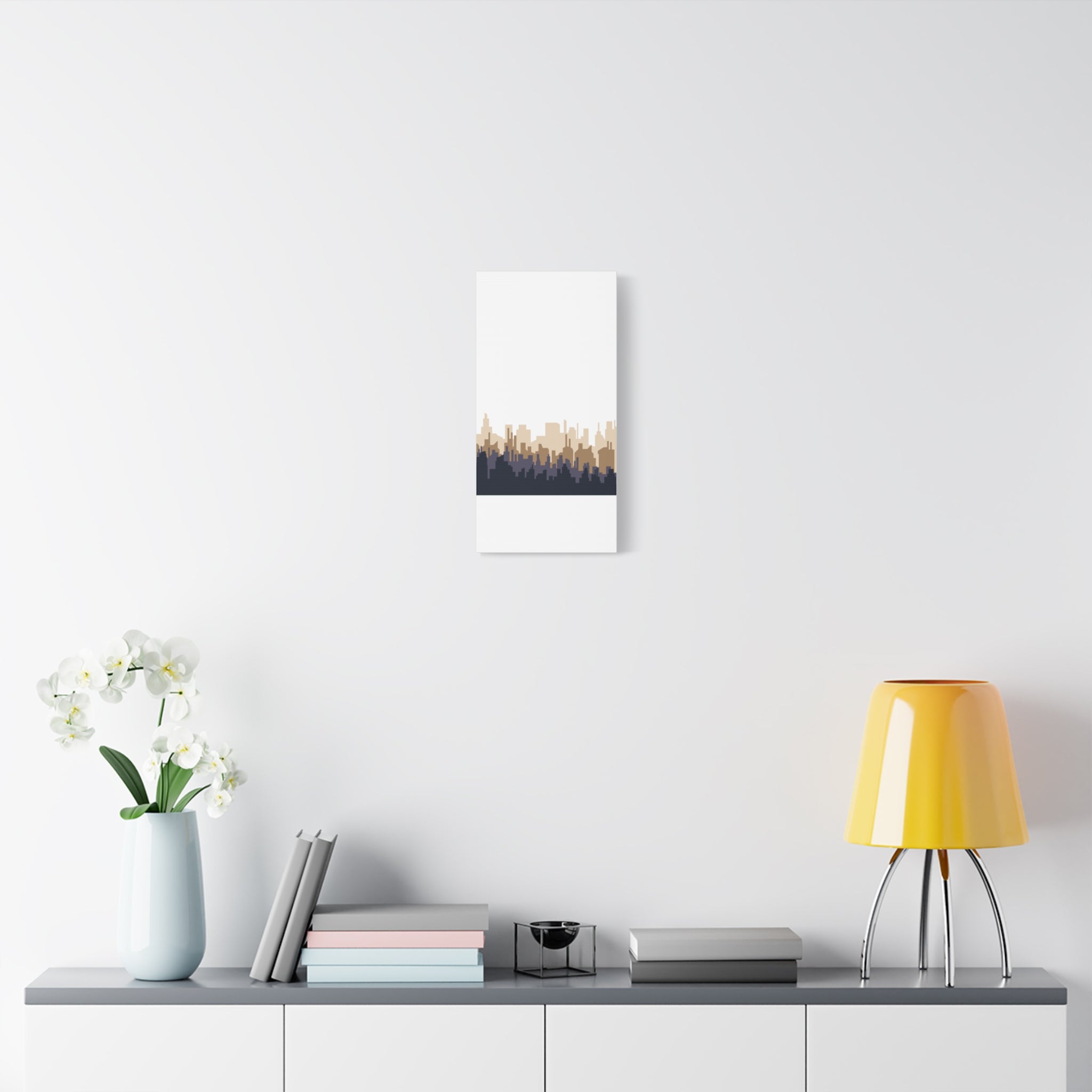 Neutral City Skyline Matte Canvas Wall Art — Minimalist Urban Home Decor