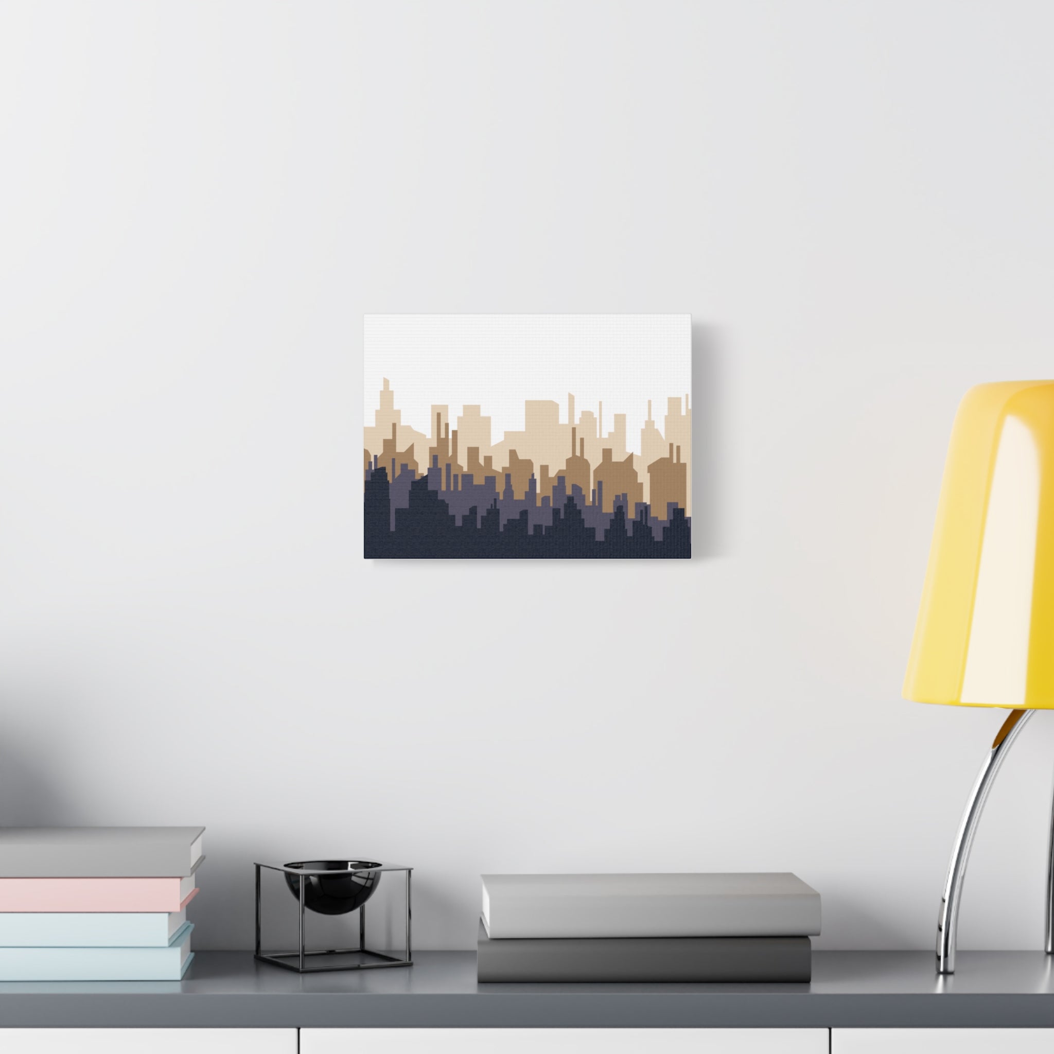 Neutral City Skyline Matte Canvas Wall Art — Minimalist Urban Home Decor