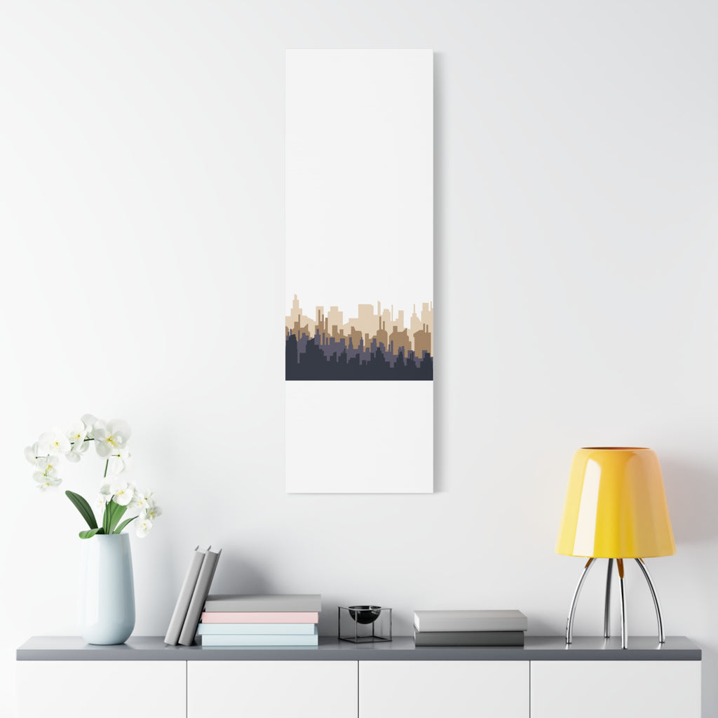 Neutral City Skyline Matte Canvas Wall Art — Minimalist Urban Home Decor