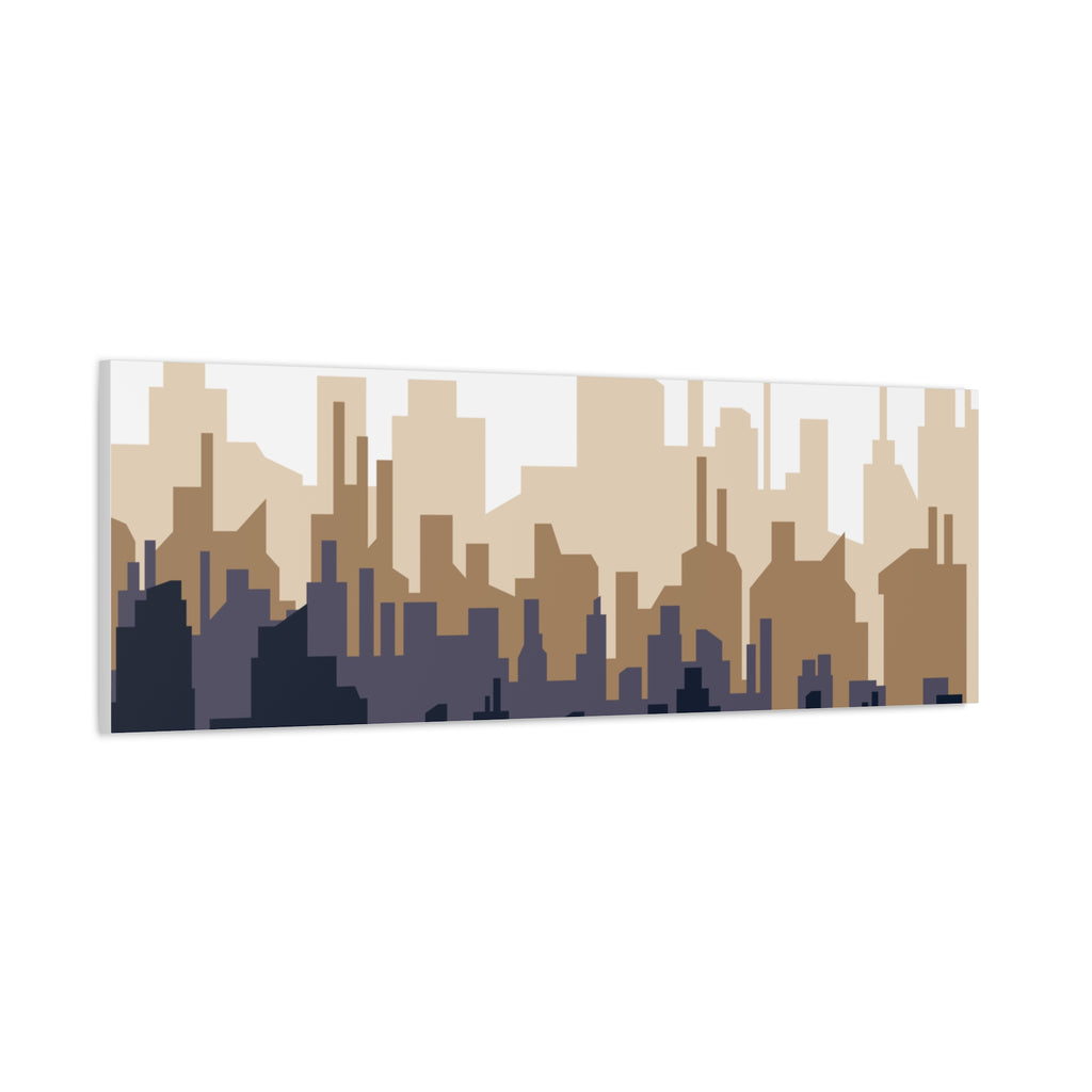 Neutral City Skyline Matte Canvas Wall Art — Minimalist Urban Home Decor