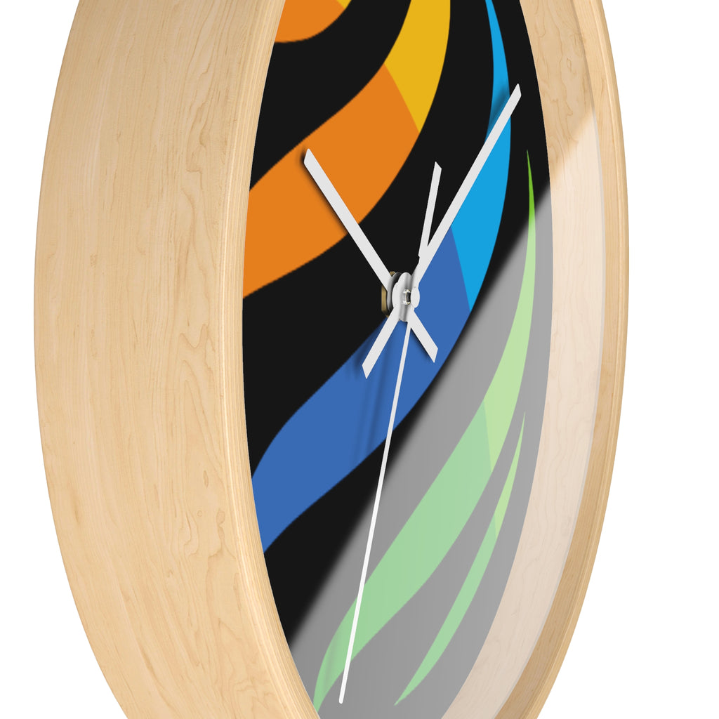 Modern Rainbow Swirl Wall Clock — Colorful Abstract Home Decor