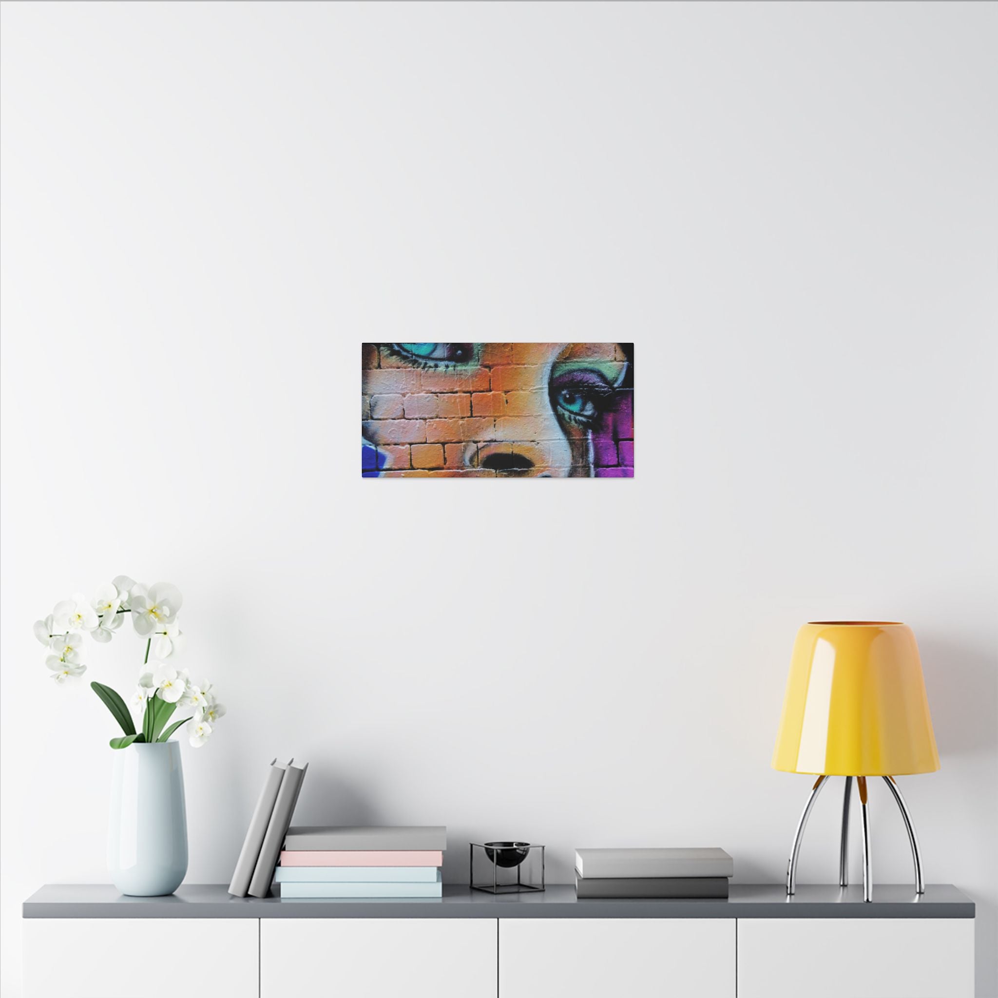 Graffiti Face Matte Canvas Print — Urban Street Art Portrait Wall Decor