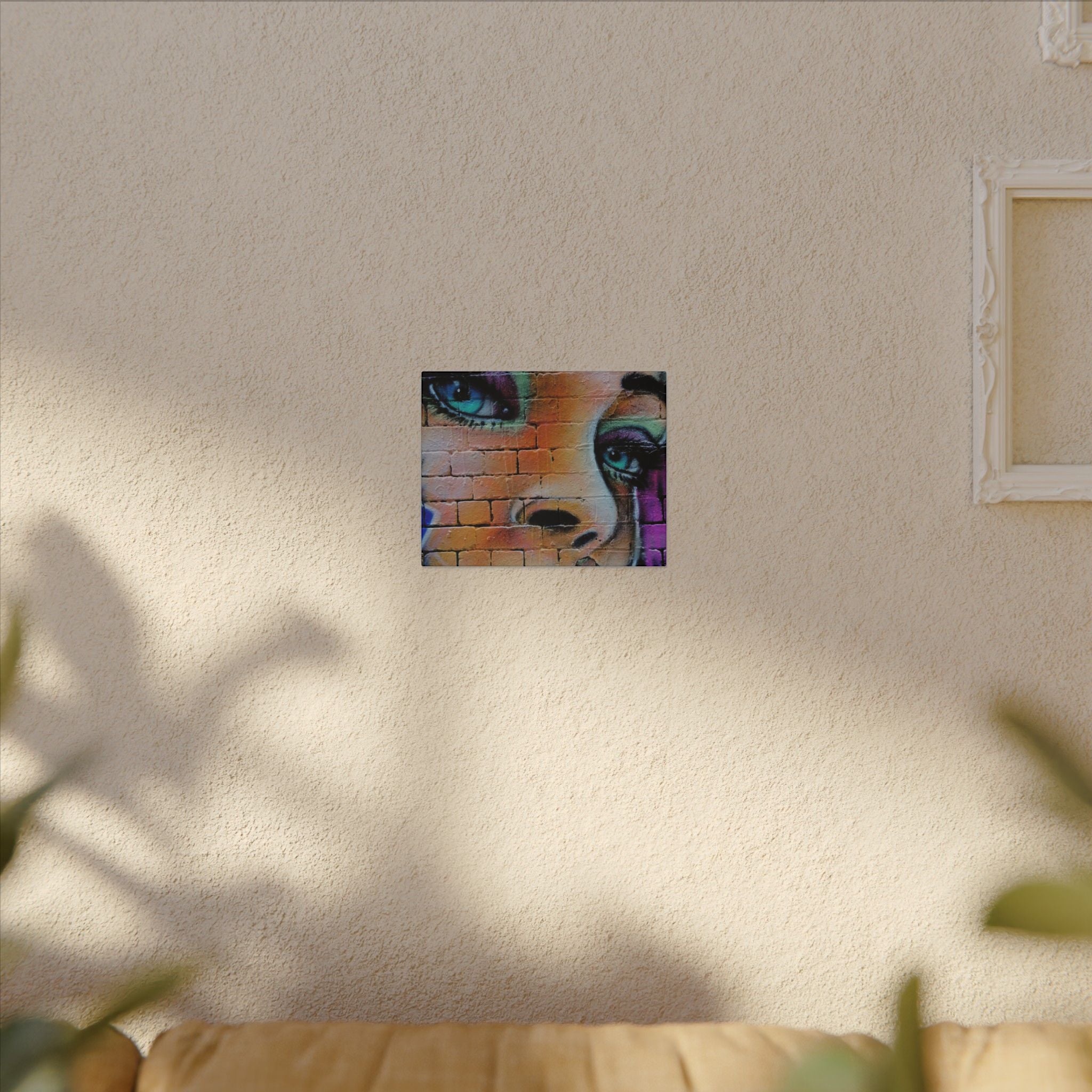 Graffiti Face Matte Canvas Print — Urban Street Art Portrait Wall Decor
